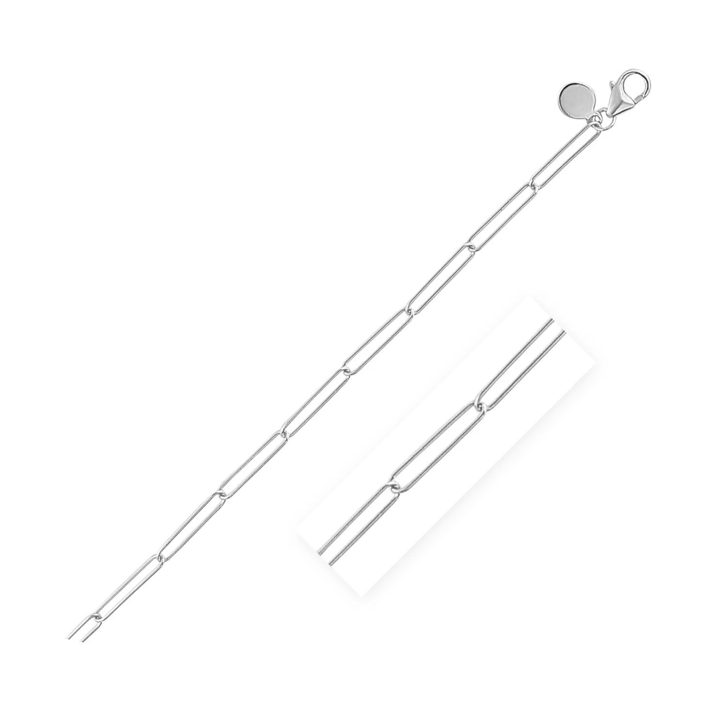 14k White Gold Wire Paperclip Chain (2.7mm) - Image 7