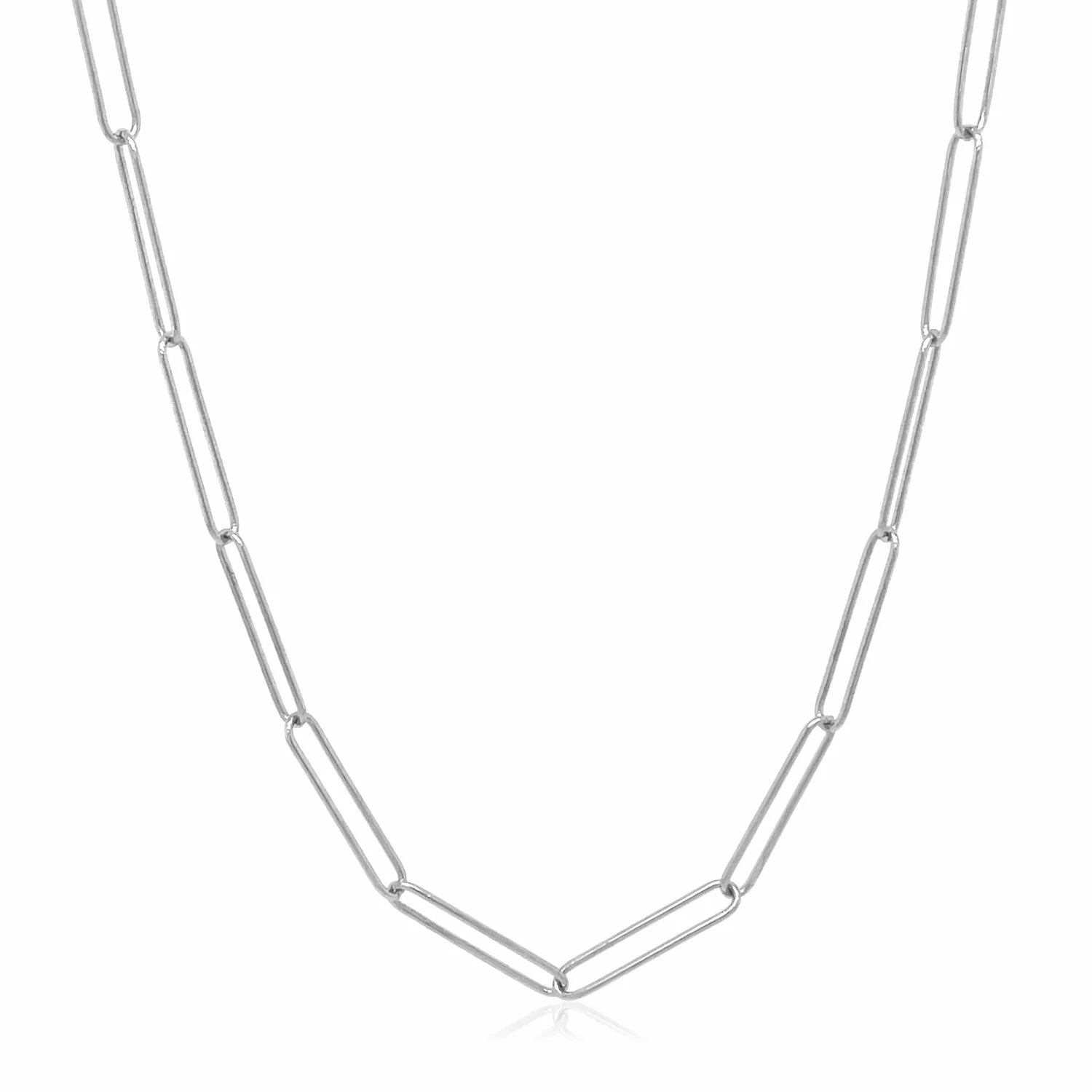 14k White Gold Wire Paperclip Chain (2.7mm) - Image 9