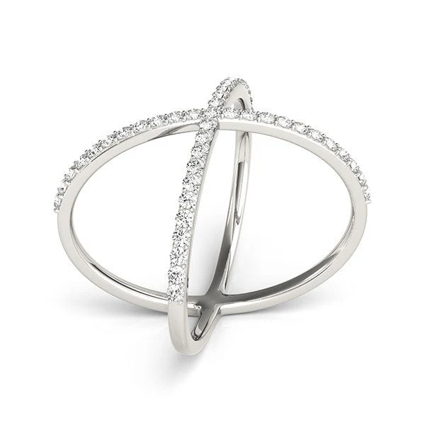 14k White Gold X Style Thin Ring with Diamonds (1/2 cttw) - Image 3