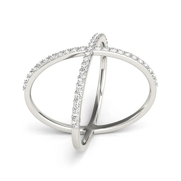 14k White Gold X Style Thin Ring with Diamonds (1/2 cttw) - Image 7