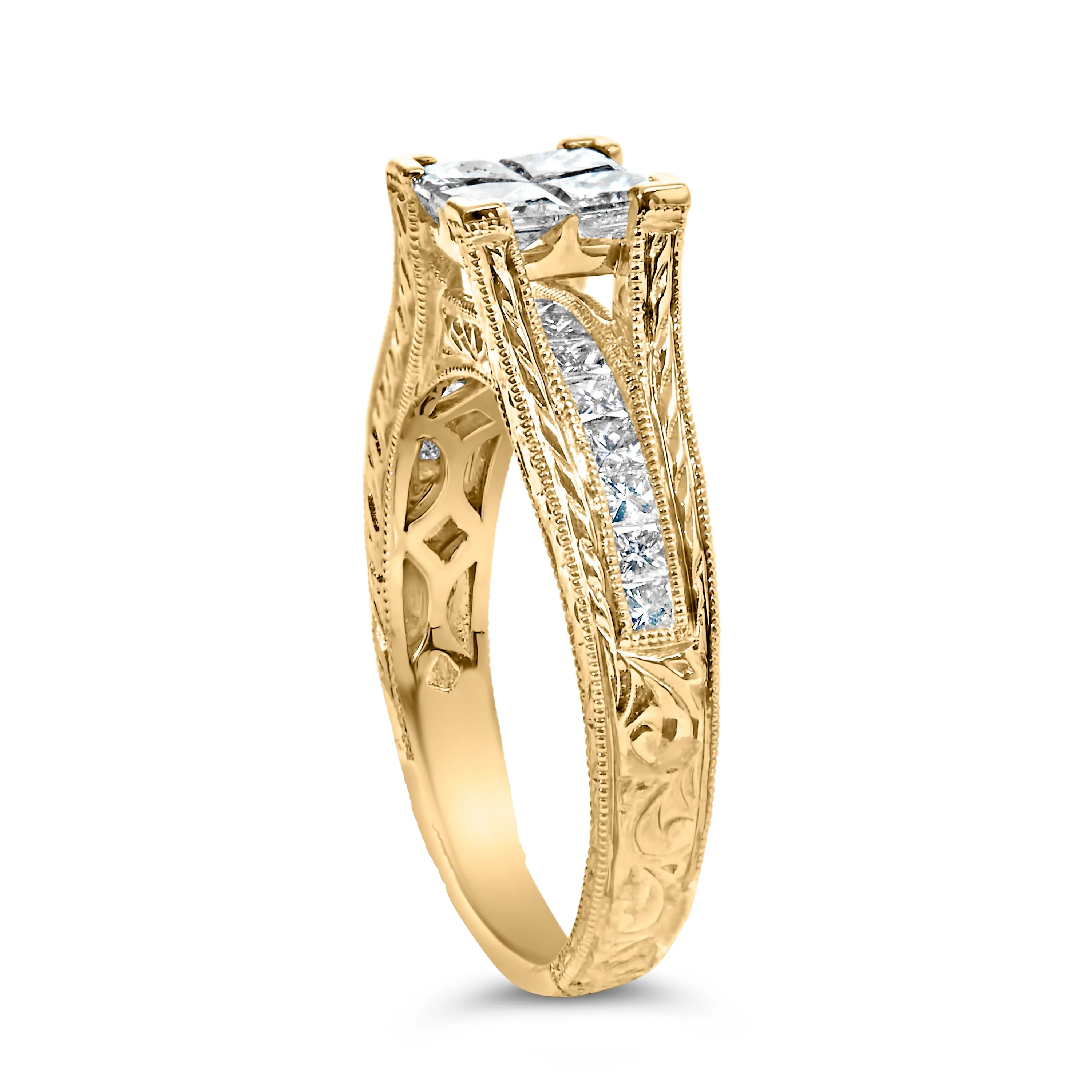 14K Yellow Gold 1.0 Cttw Princess Composite Diamond Engagement Ring (G-H Color, VS1-VS2 Clarity) - Size 7 - Image 11
