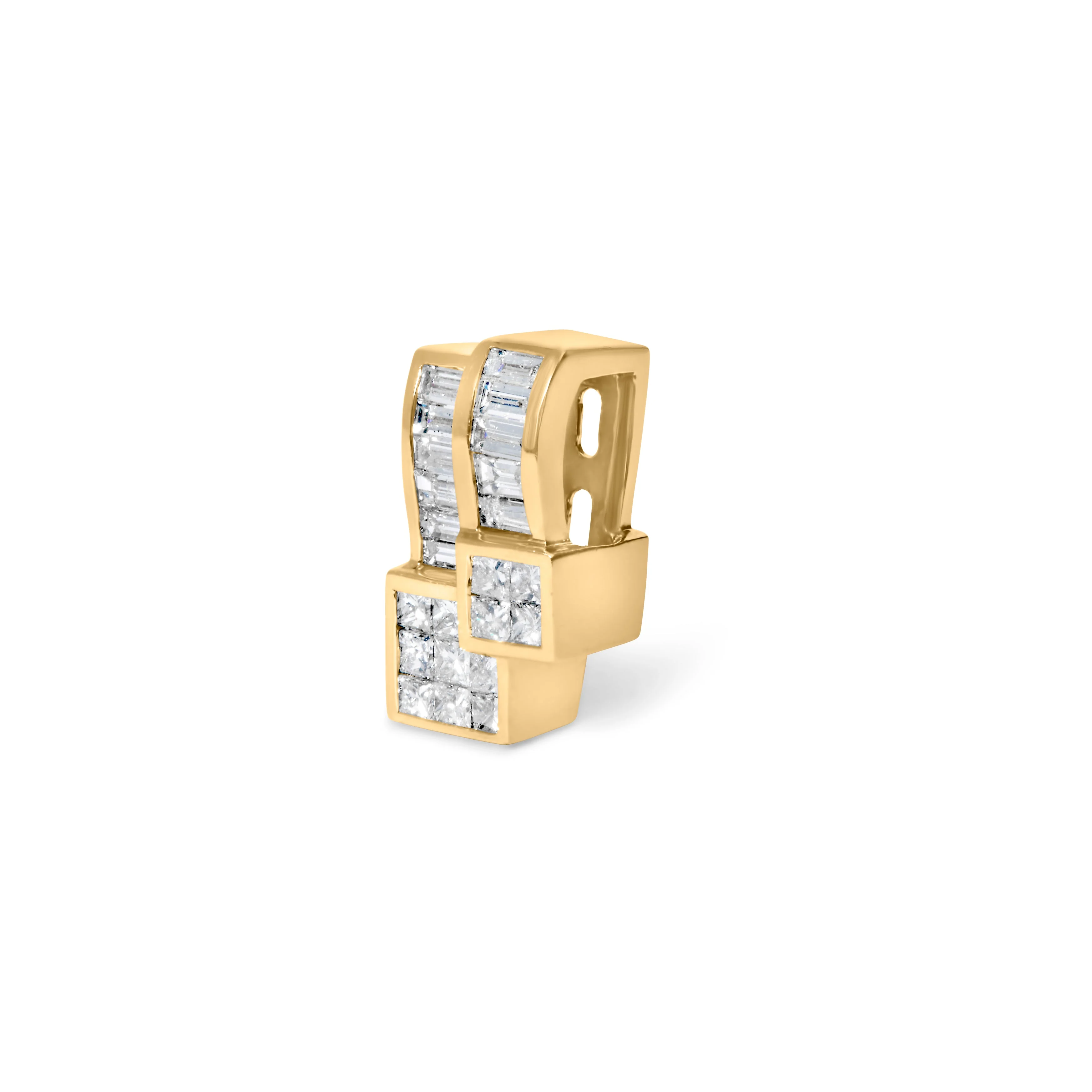 14K Yellow Gold 1 1/2 cttw Princess and Baguette Cut Diamond Geometric Pendant Necklace (H-I Color, VS1-VS2 Clarity) - Image 3