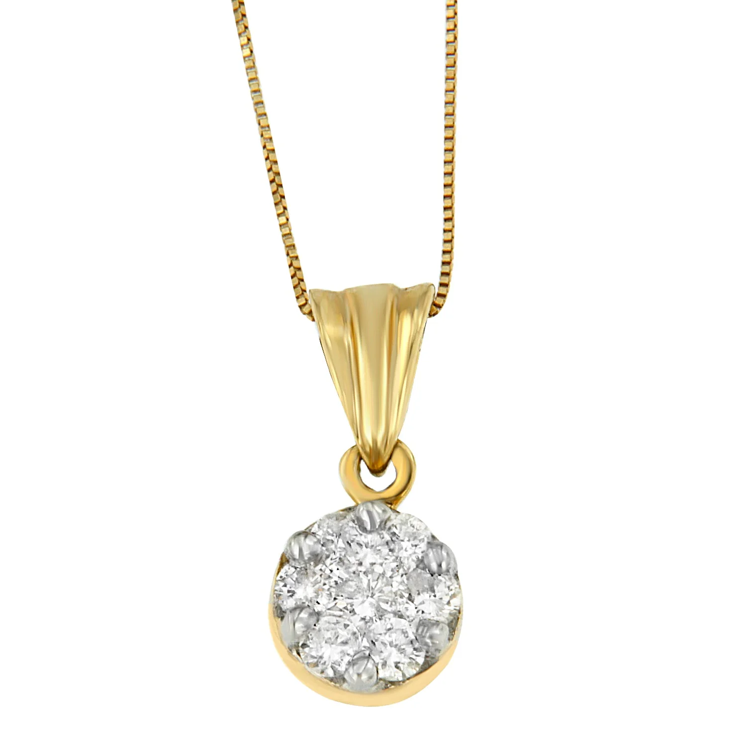14K Yellow Gold 1/2 cttw Round Cut Diamond Circle Pendant Necklace (H-I, I1-I2) - Image 2
