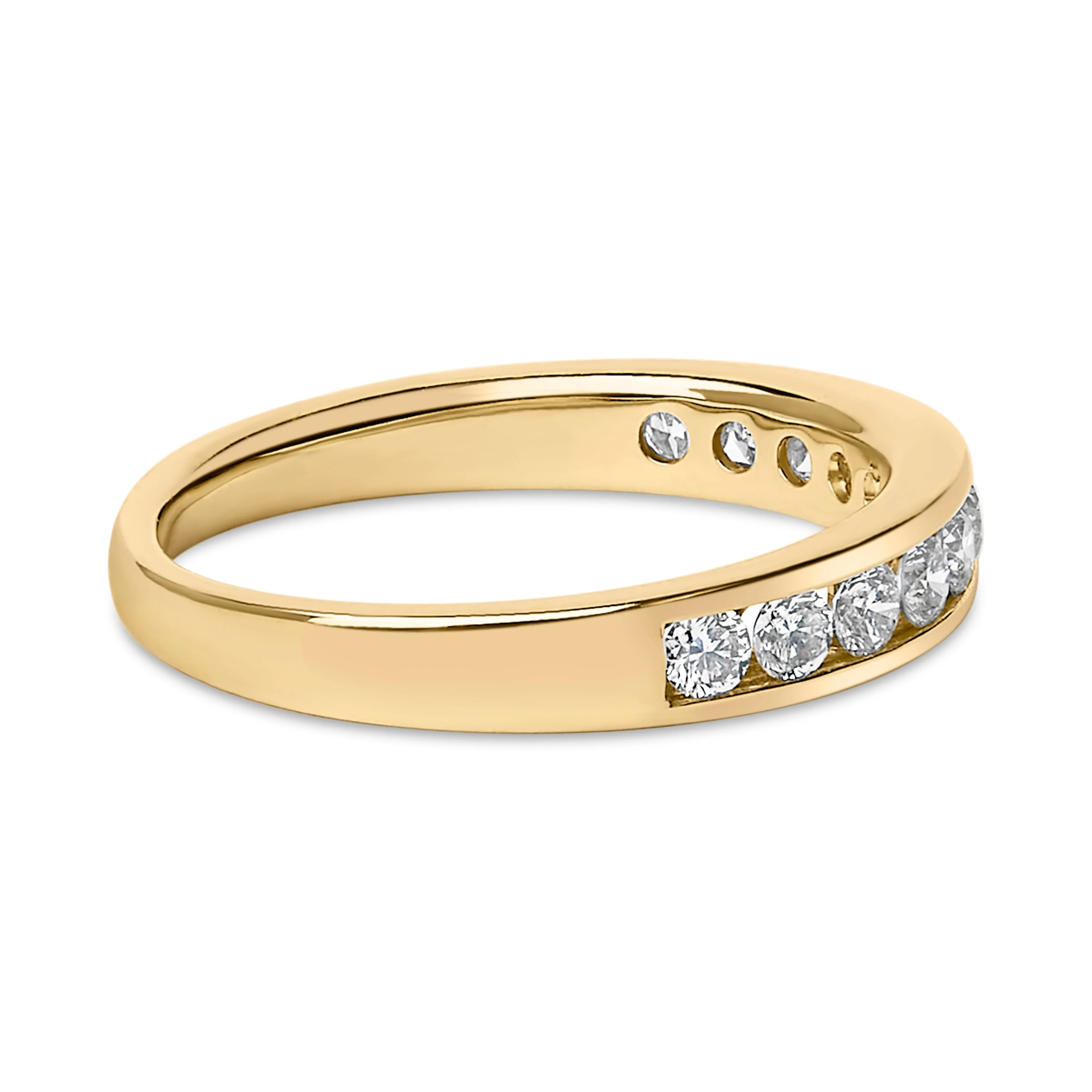 14K Yellow Gold 1/2 Cttw Round Diamond 11 Stone Channel Set Band - Image 2