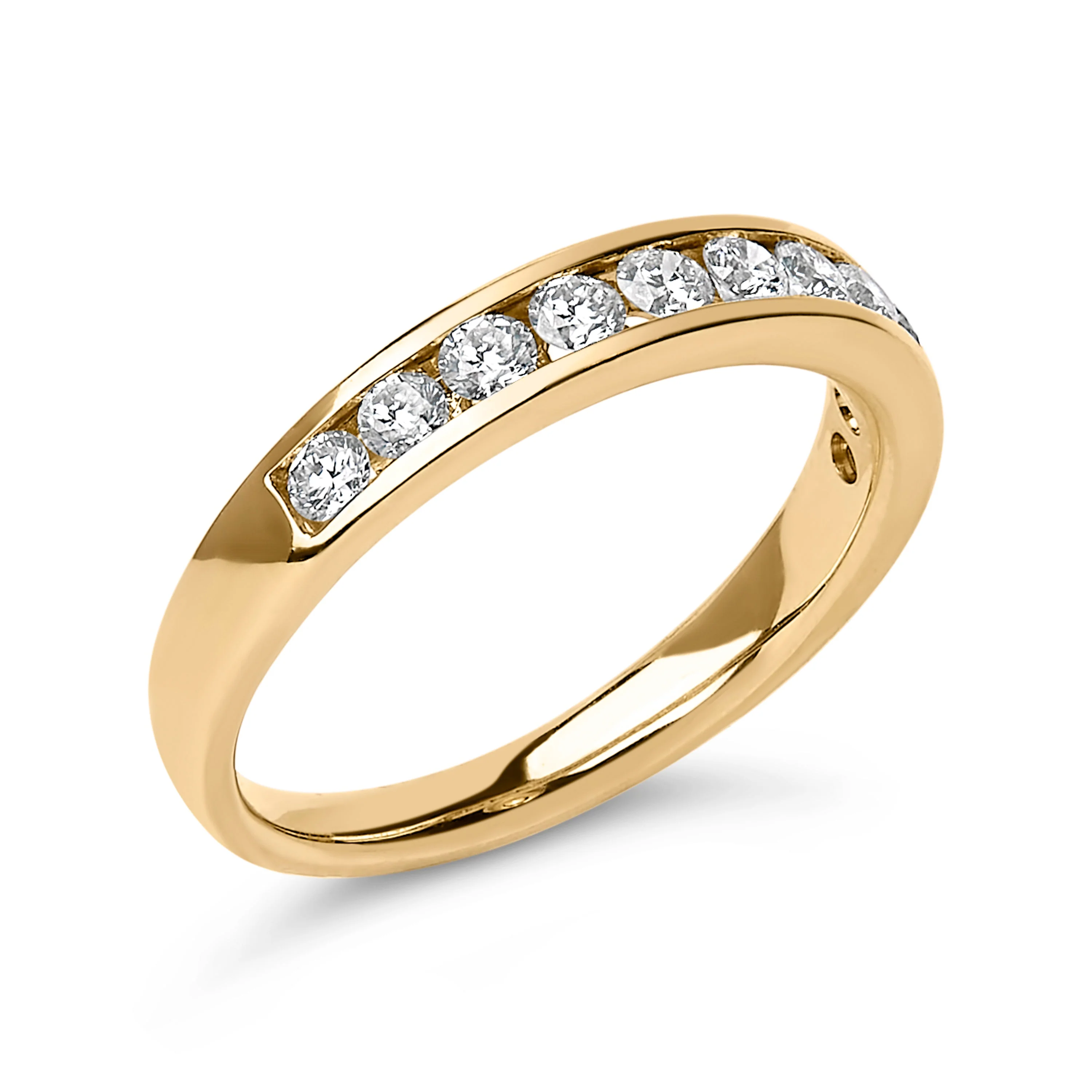 14K Yellow Gold 1/2 Cttw Round Diamond 11 Stone Channel Set Band - Image 3