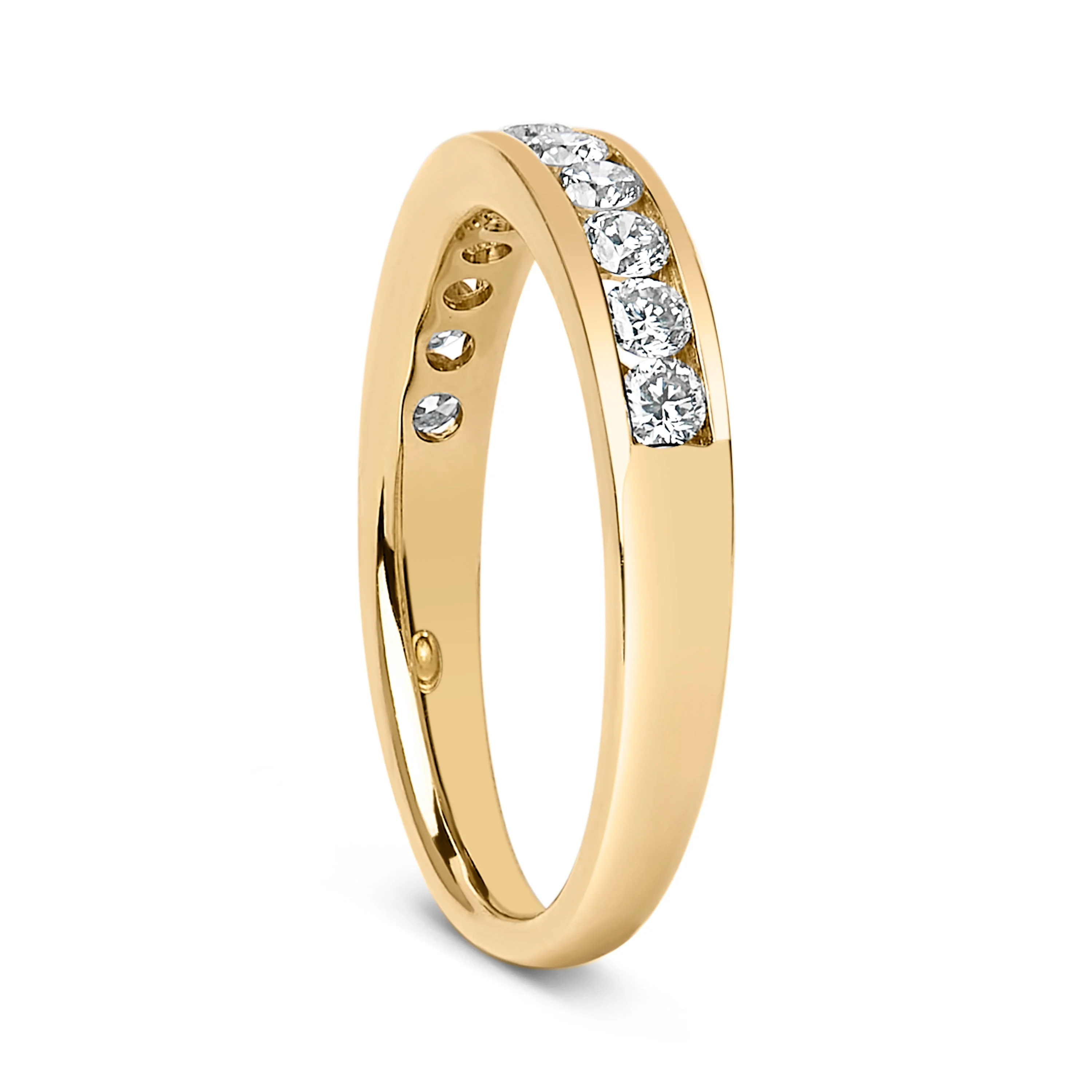 14K Yellow Gold 1/2 Cttw Round Diamond 11 Stone Channel Set Band - Image 4