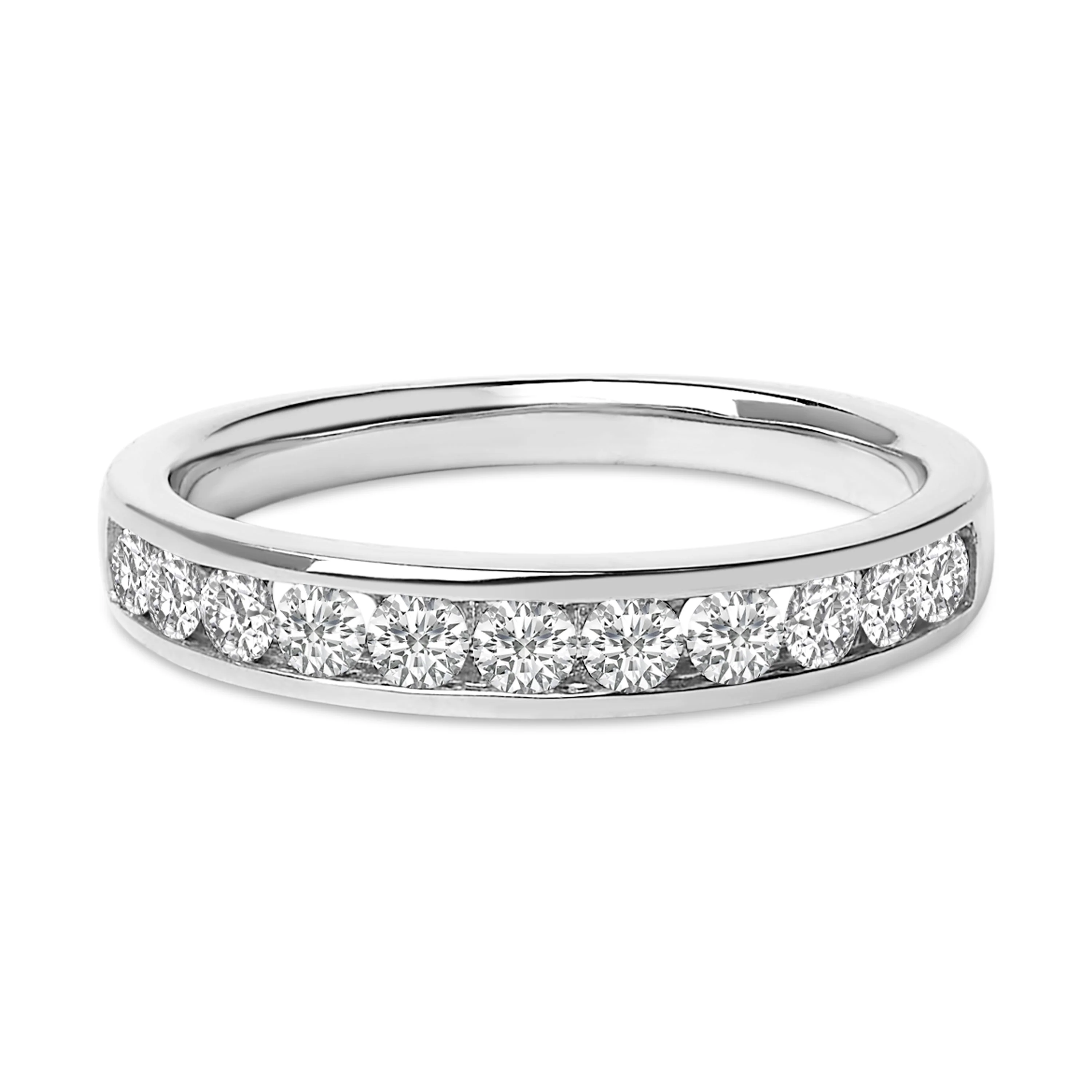 14K Yellow Gold 1/2 Cttw Round Diamond 11 Stone Channel Set Band - Image 6