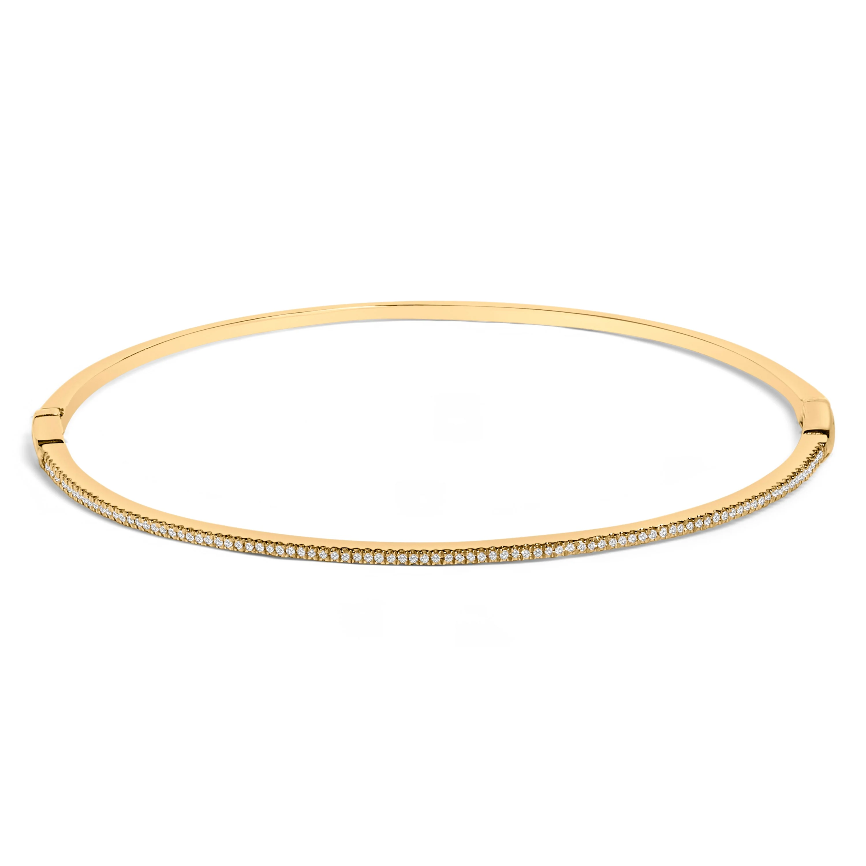 14K Yellow Gold 1/3 Cttw Diamond Half Eternity Bangle Bracelet (I-J Color, I2-I3 Clarity) - 7.75" Inches