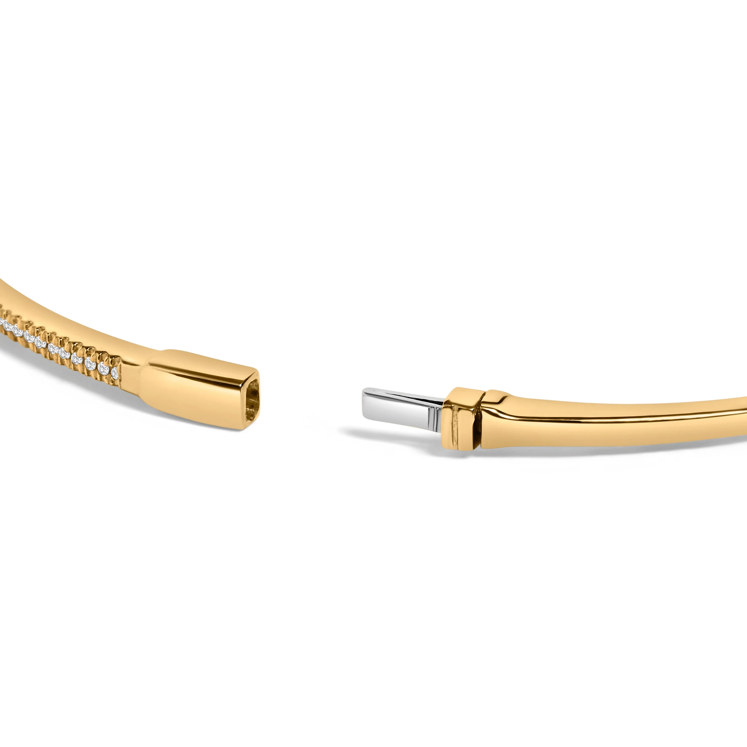 14K Yellow Gold 1/3 Cttw Diamond Half Eternity Bangle Bracelet (I-J Color, I2-I3 Clarity) - 7.75" Inches - Image 2