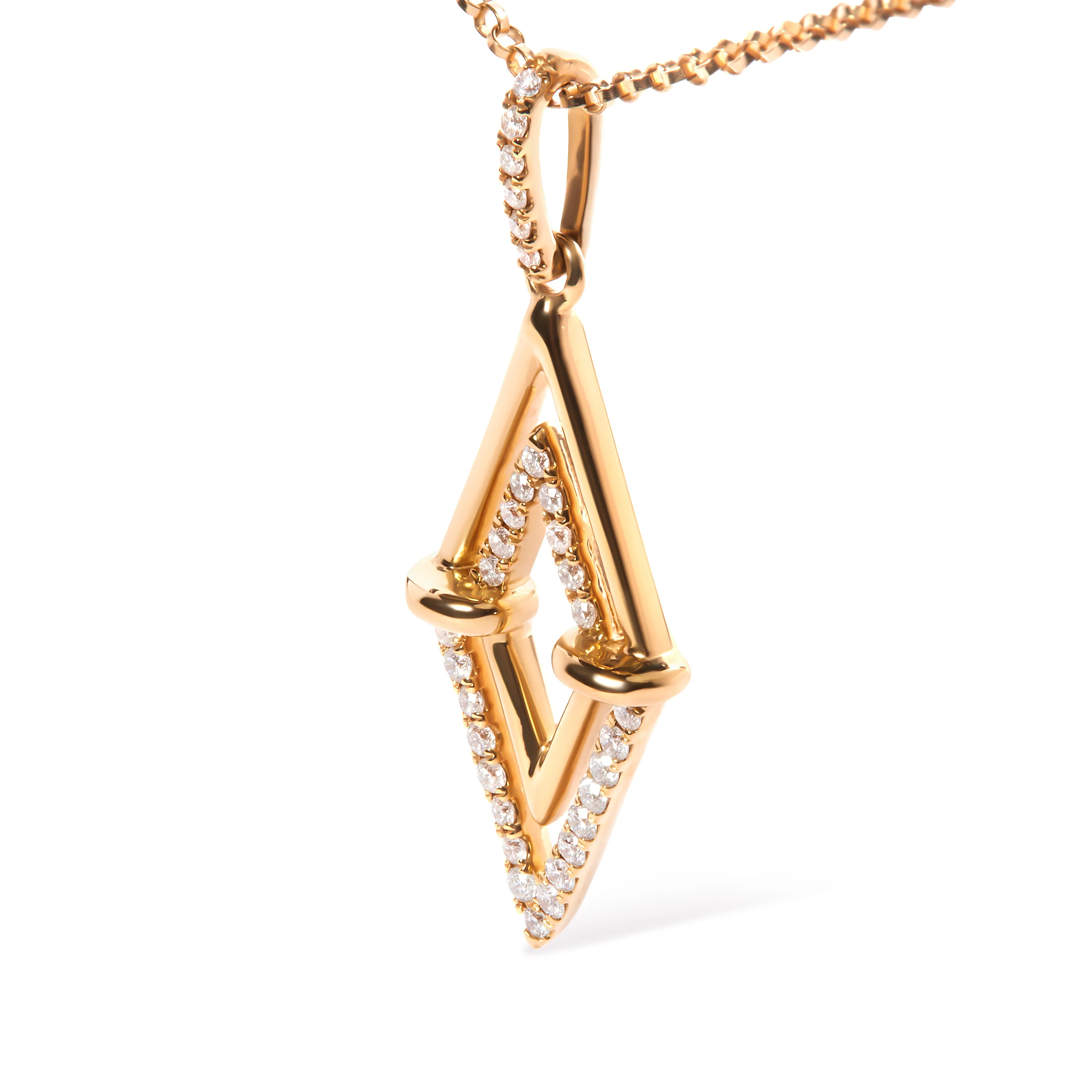 14K Yellow Gold 1/4 Cttw Diamond Double Triangle Geometric 18" Pendant Necklace (G-H Color, SI1-SI2 Clarity) - Image 3
