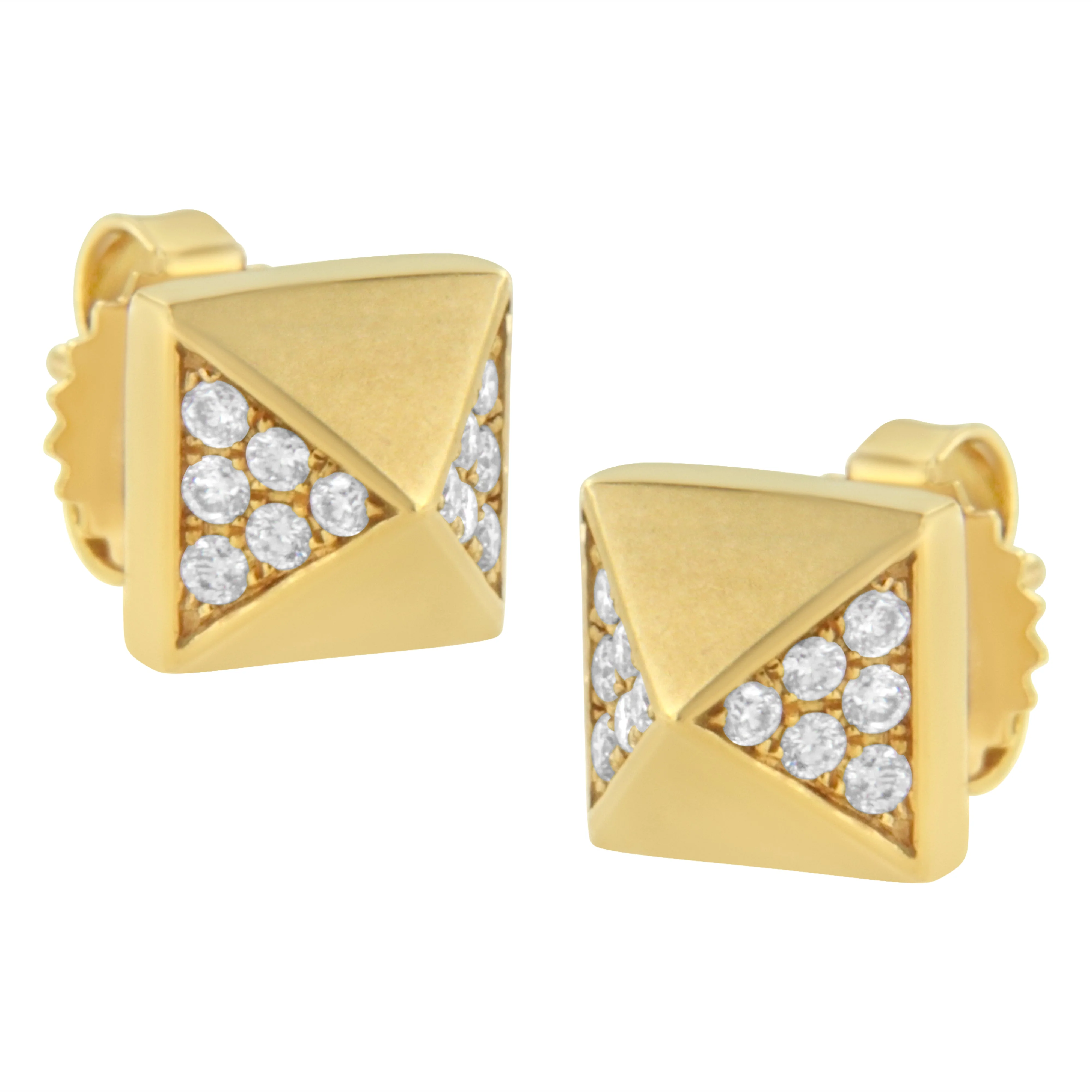 14K Yellow Gold 1/4 Cttw Diamond Pyramid Stud Earring (G-H Color, SI1-SI2 Clarity) - Image 3