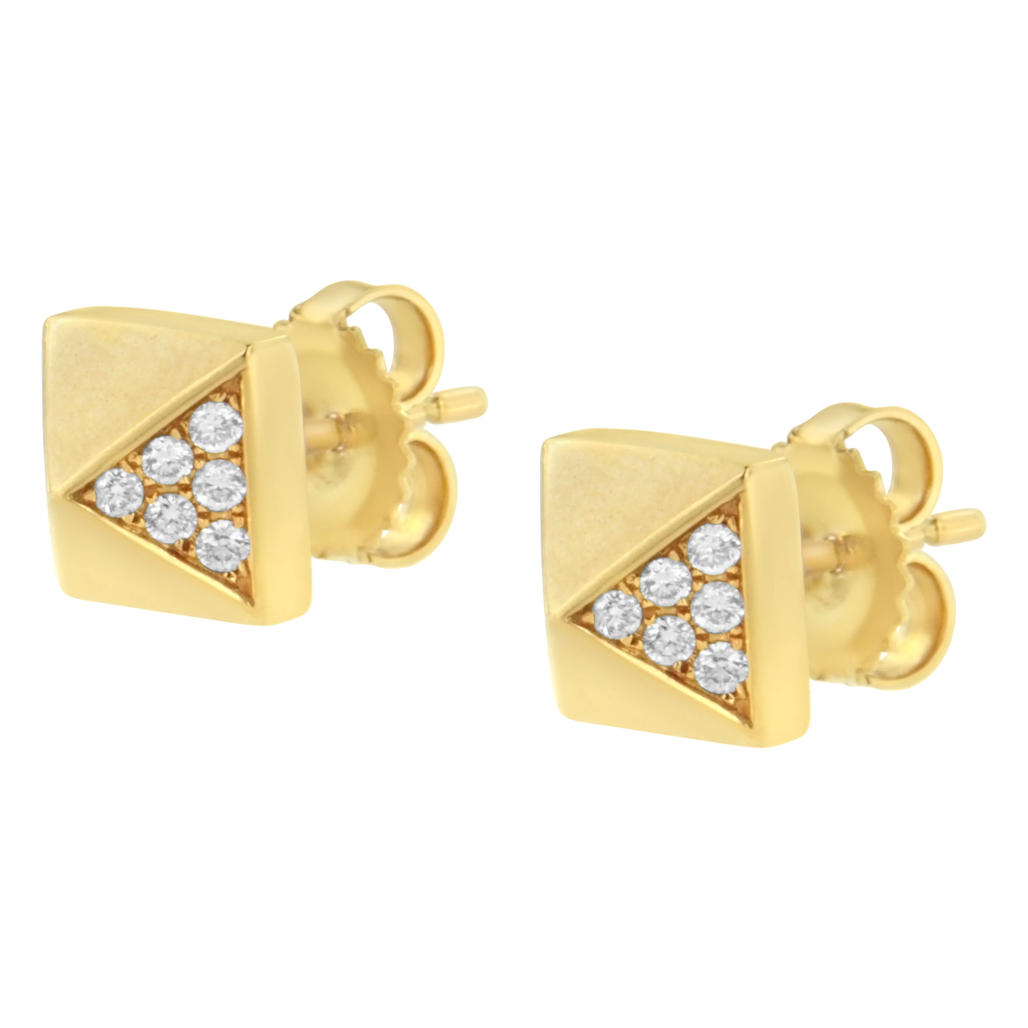 14K Yellow Gold 1/4 Cttw Diamond Pyramid Stud Earring (G-H Color, SI1-SI2 Clarity) - Image 4