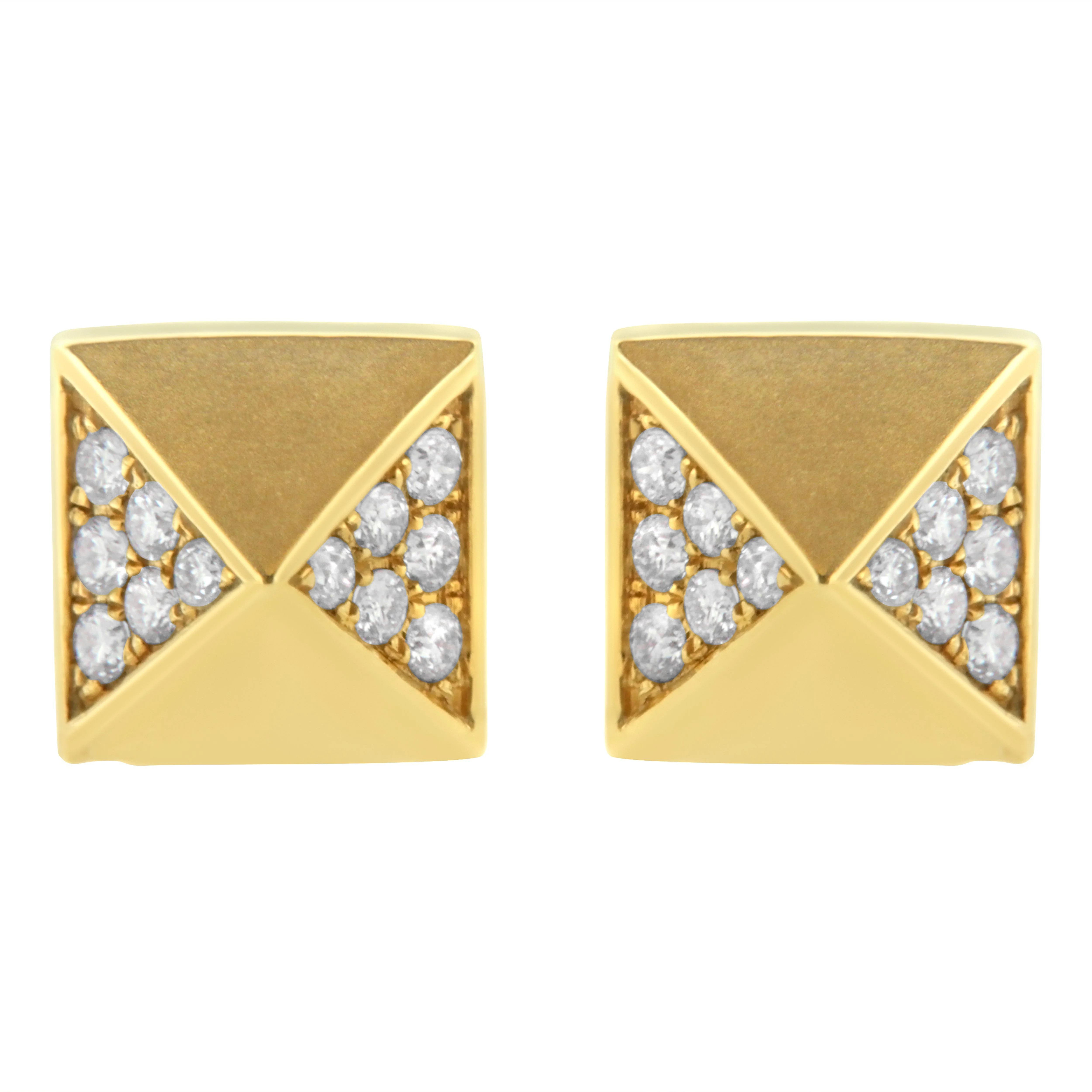14K Yellow Gold 1/4 Cttw Diamond Pyramid Stud Earring (G-H Color, SI1-SI2 Clarity) - Image 5