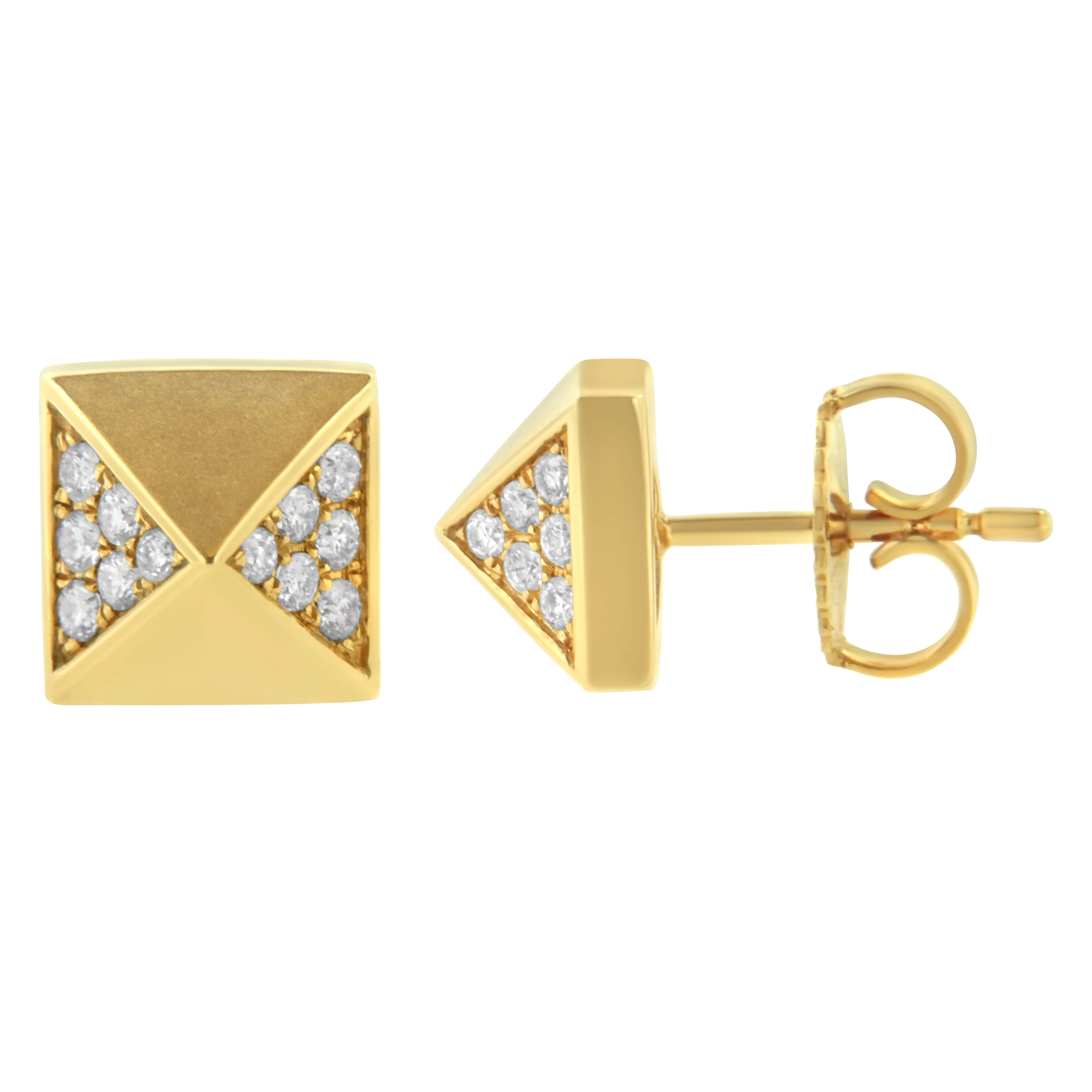14K Yellow Gold 1/4 Cttw Diamond Pyramid Stud Earring (G-H Color, SI1-SI2 Clarity) - Image 6