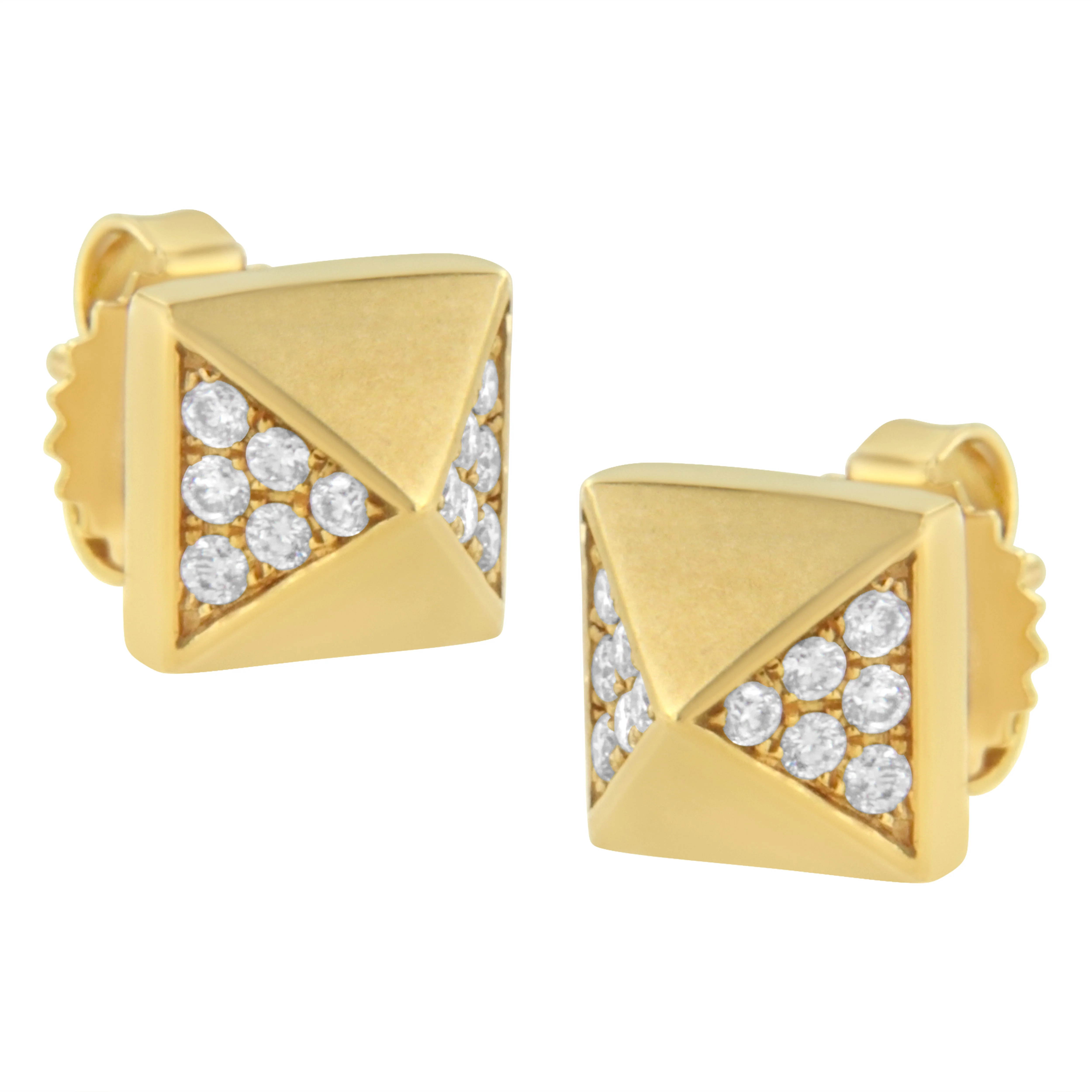 14K Yellow Gold 1/4 Cttw Diamond Pyramid Stud Earring (G-H Color, SI1-SI2 Clarity) - Image 7