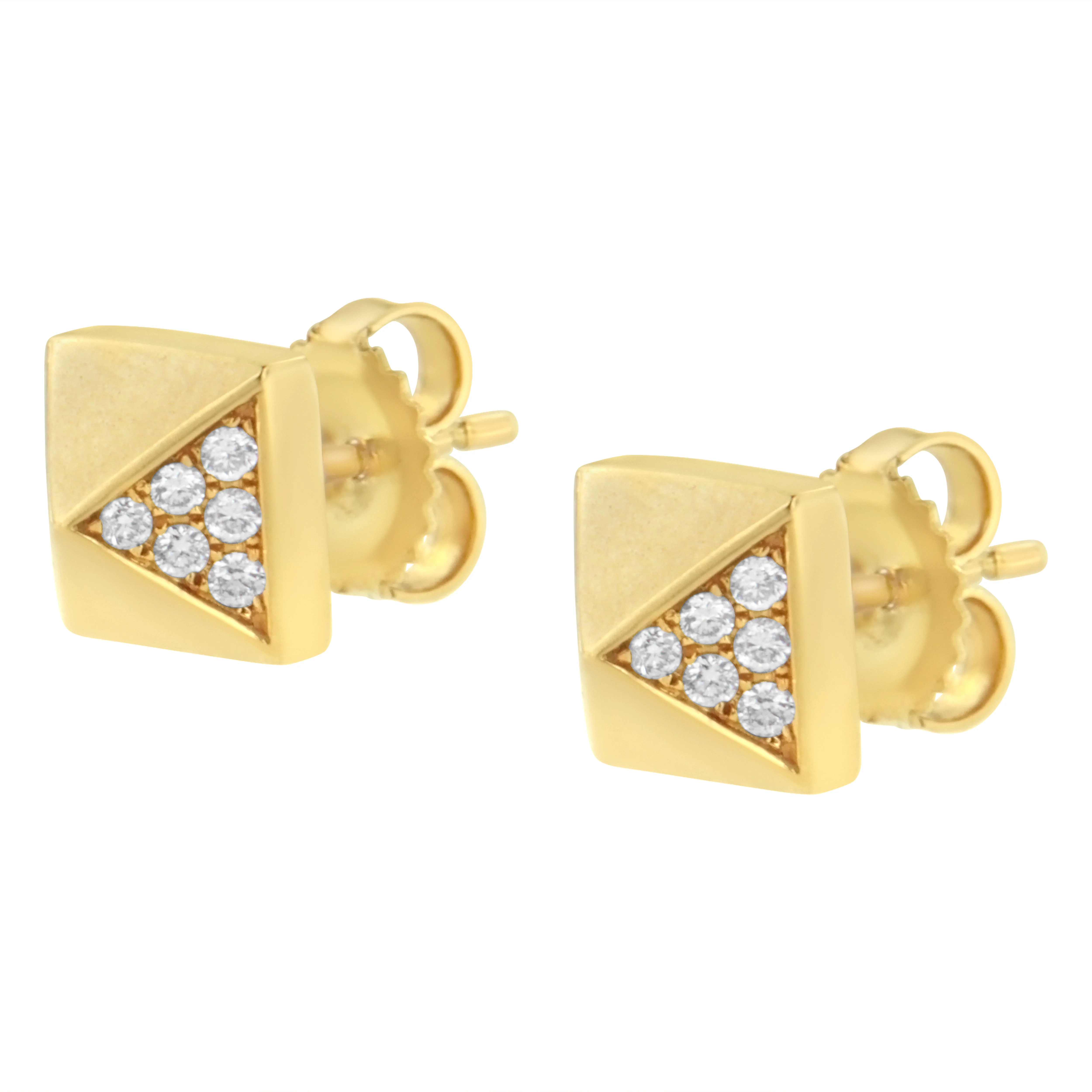 14K Yellow Gold 1/4 Cttw Diamond Pyramid Stud Earring (G-H Color, SI1-SI2 Clarity) - Image 8