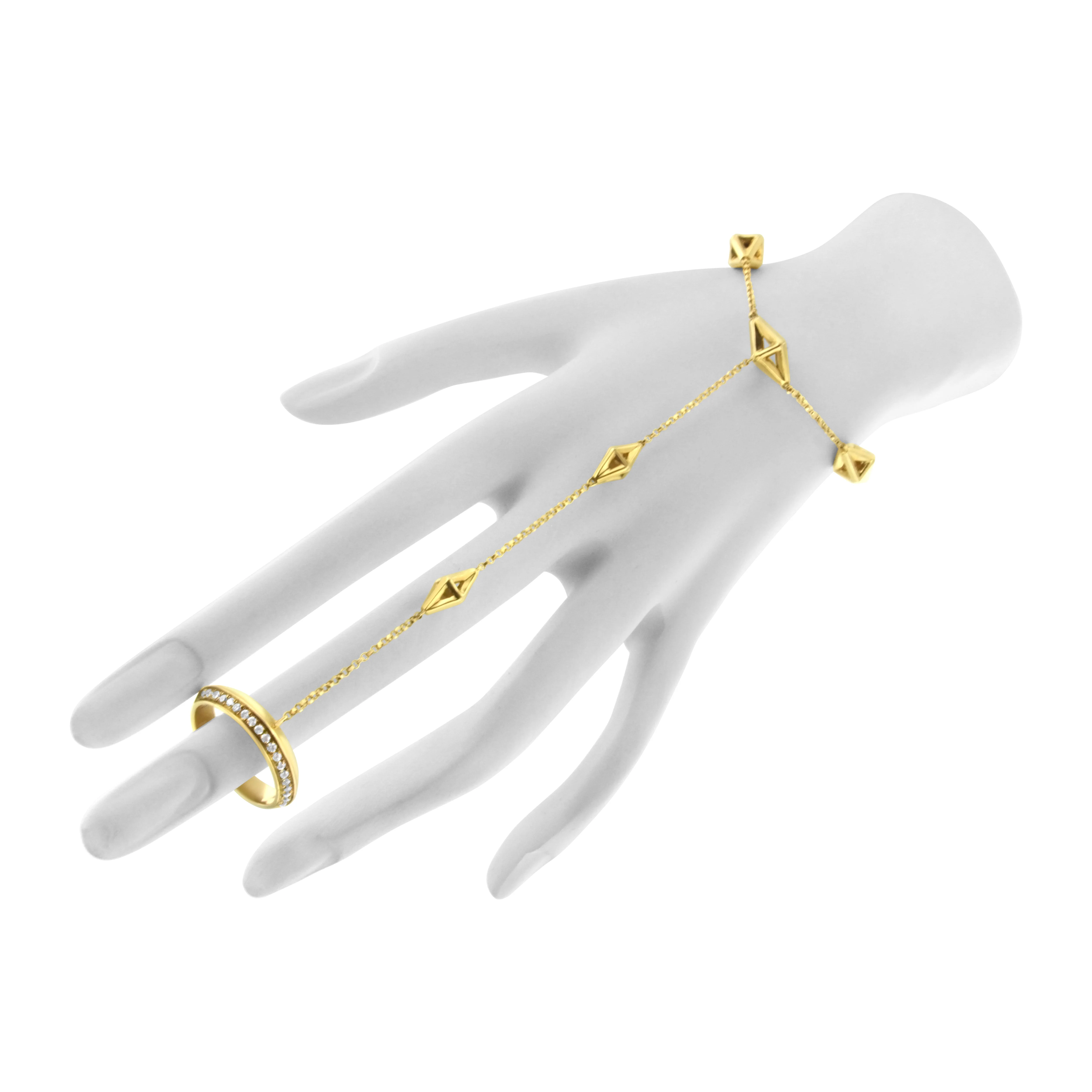 14K Yellow Gold 1/4 Cttw Diamond Ring and Bracelet Hand Chain (G-H Color, SI1-SI2 Clarity) - 7" - Image 10