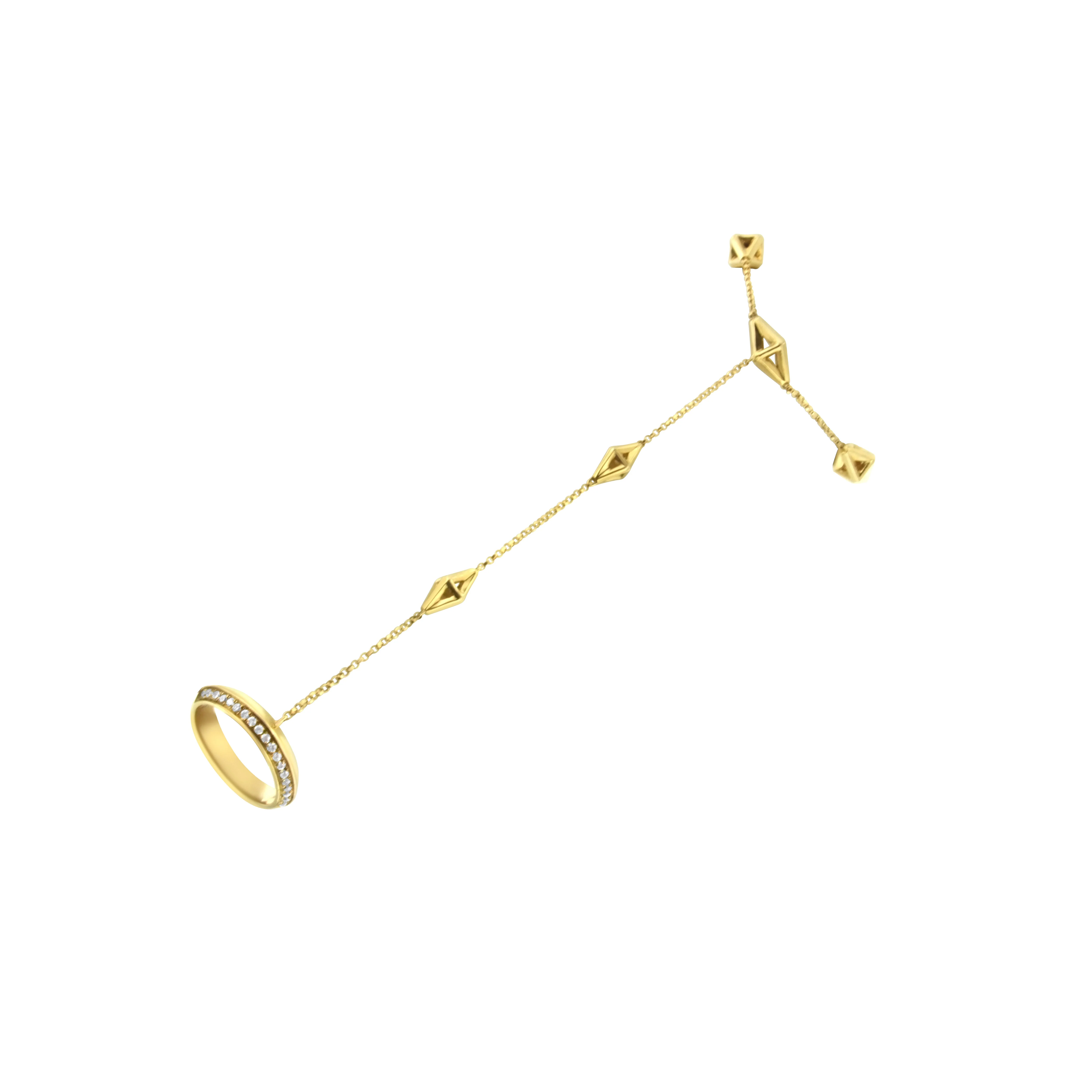 14K Yellow Gold 1/4 Cttw Diamond Ring and Bracelet Hand Chain (G-H Color, SI1-SI2 Clarity) - 7" - Image 6