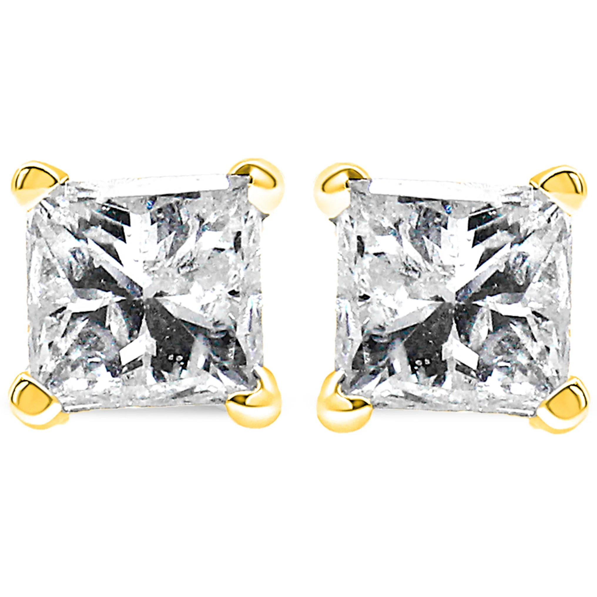 14K Yellow Gold 1/4 Cttw Princess-Cut Square Near Colorless Diamond Classic 4-Prong Solitaire Stud Earrings (H-I Color, I1-I2 Clarity) - Image 6