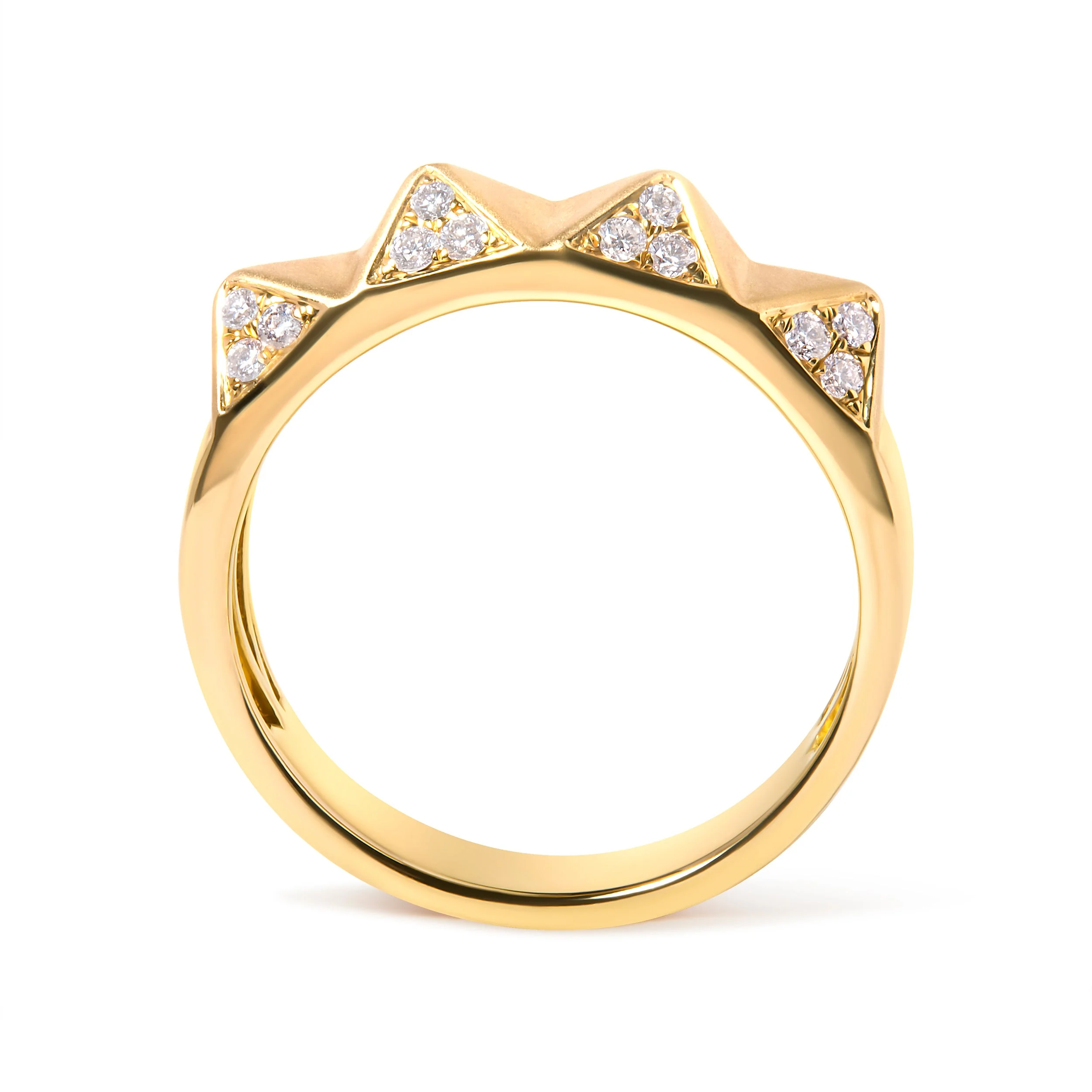 14K Yellow Gold 1/4 Cttw White Diamond Pyramid Band Ring (G-H Color, SI1-SI2 Clarity)- Size 7 - Image 2