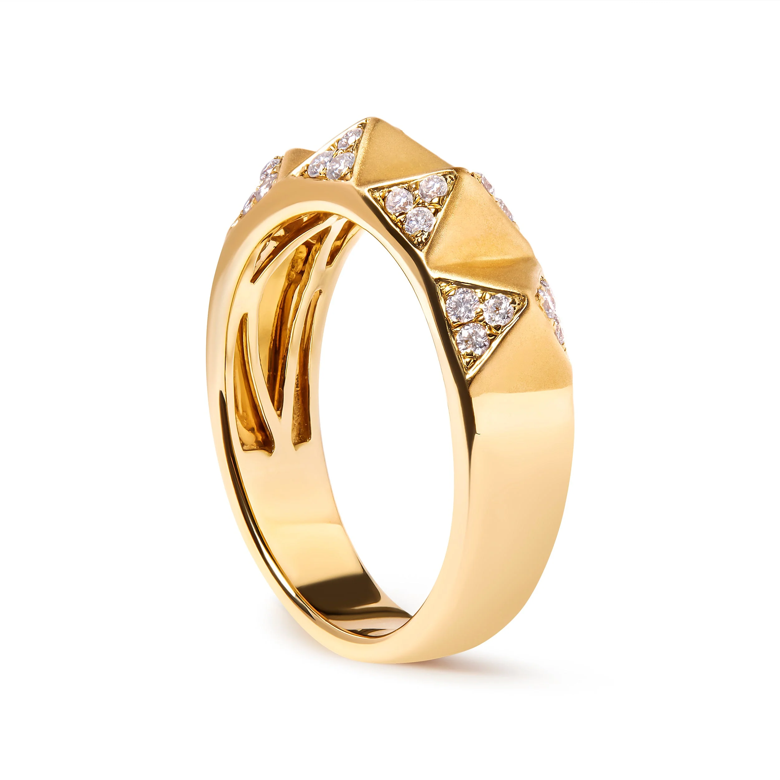 14K Yellow Gold 1/4 Cttw White Diamond Pyramid Band Ring (G-H Color, SI1-SI2 Clarity)- Size 7 - Image 3