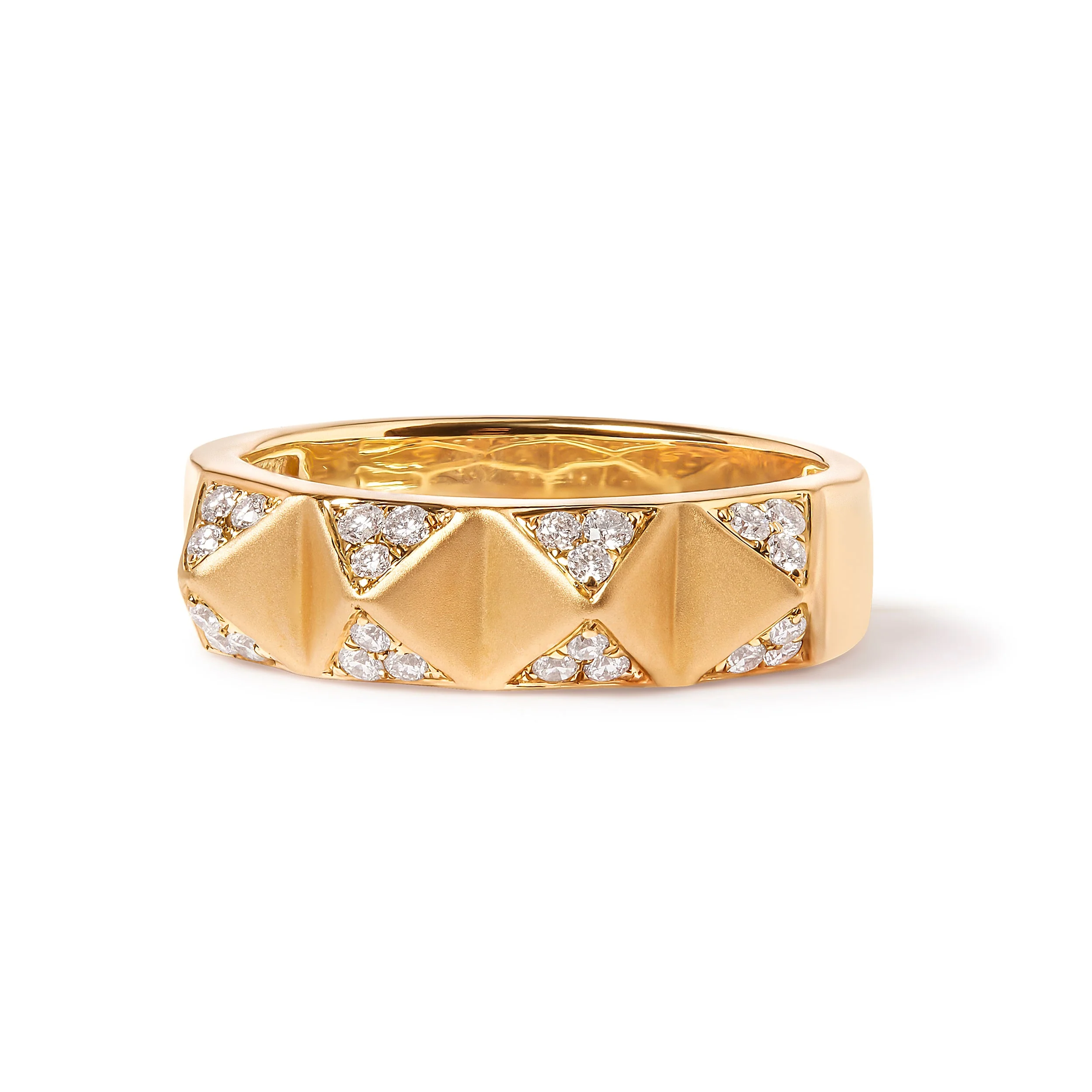 14K Yellow Gold 1/4 Cttw White Diamond Pyramid Band Ring (G-H Color, SI1-SI2 Clarity)- Size 7 - Image 4