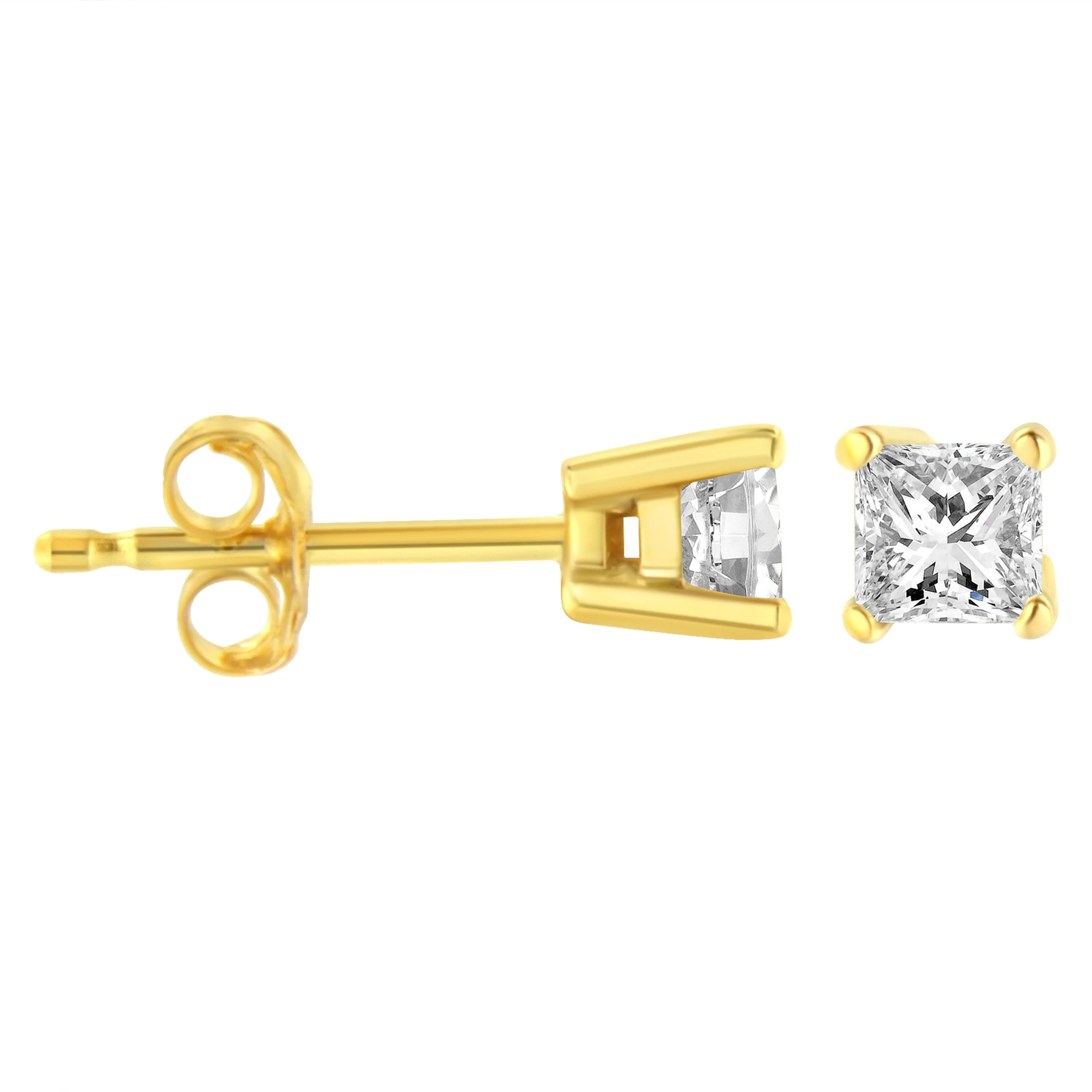 14K Yellow Gold 1/5 Cttw Princess-Cut Square Near Colorless Diamond Classic 4-Prong Solitaire Stud Earrings (I-J Color, I2-I3 Clarity) - Image 3