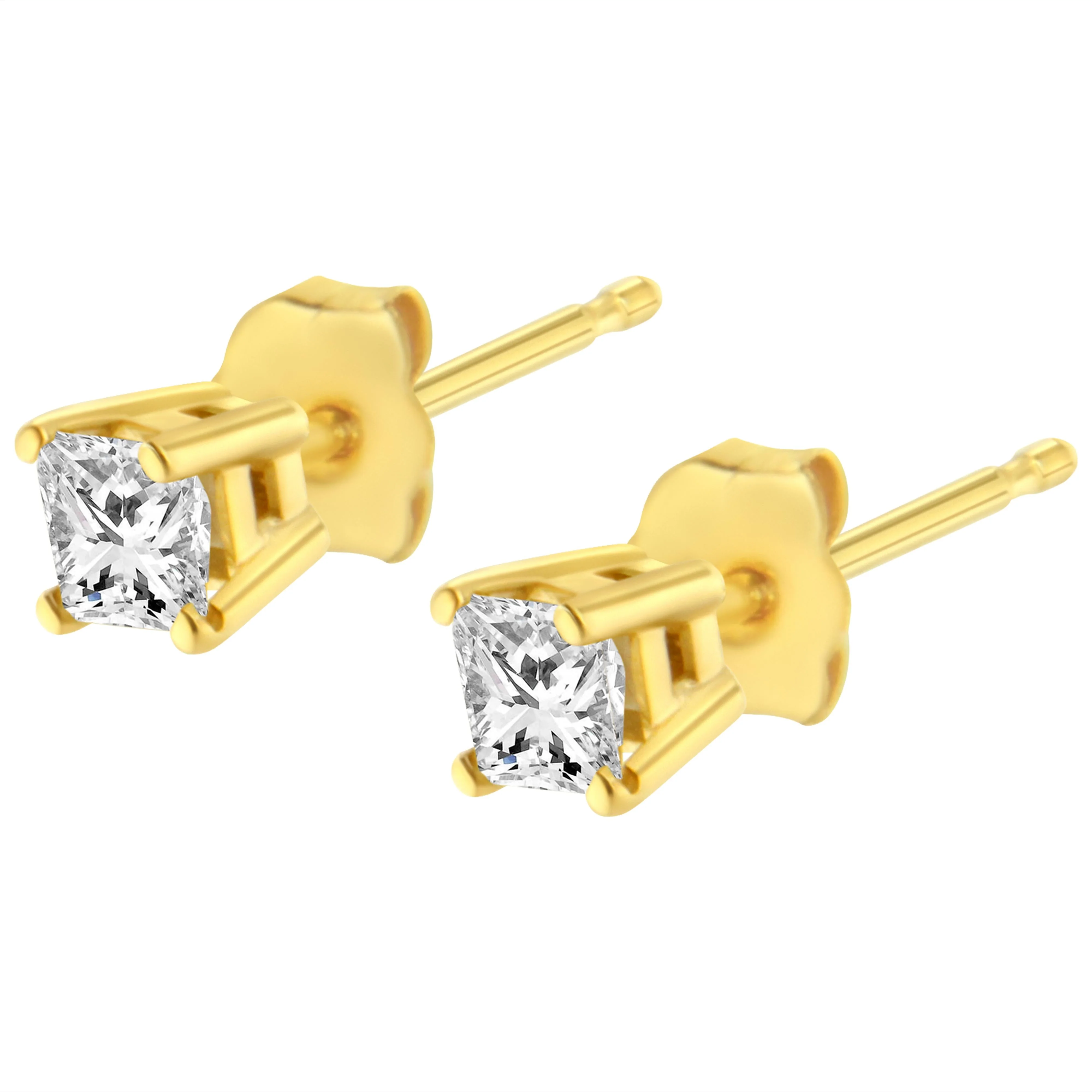14K Yellow Gold 1/5 Cttw Princess-Cut Square Near Colorless Diamond Classic 4-Prong Solitaire Stud Earrings (I-J Color, I2-I3 Clarity) - Image 4