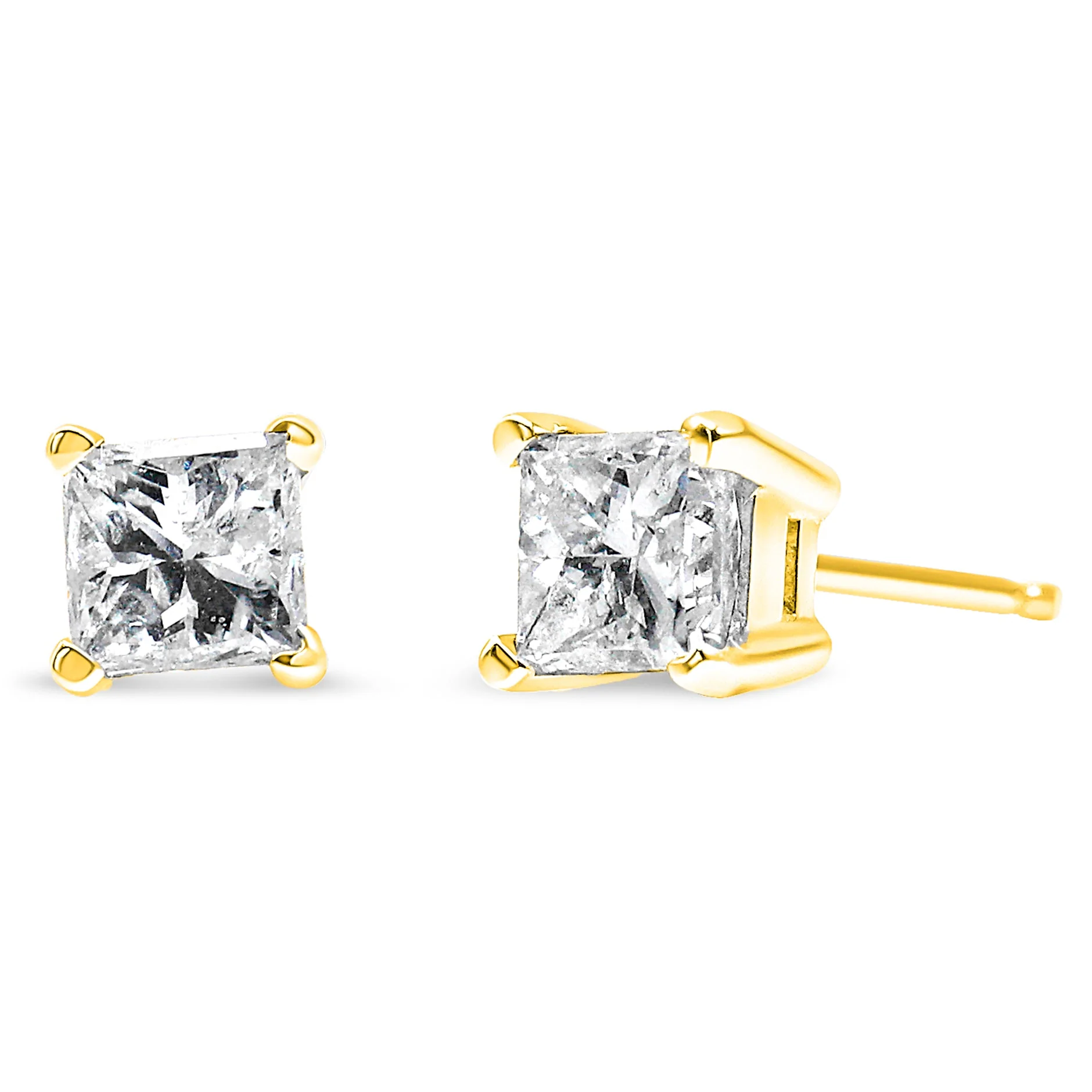 14K Yellow Gold 1/5 Cttw Princess-Cut Square Near Colorless Diamond Classic 4-Prong Solitaire Stud Earrings (I-J Color, I2-I3 Clarity) - Image 5
