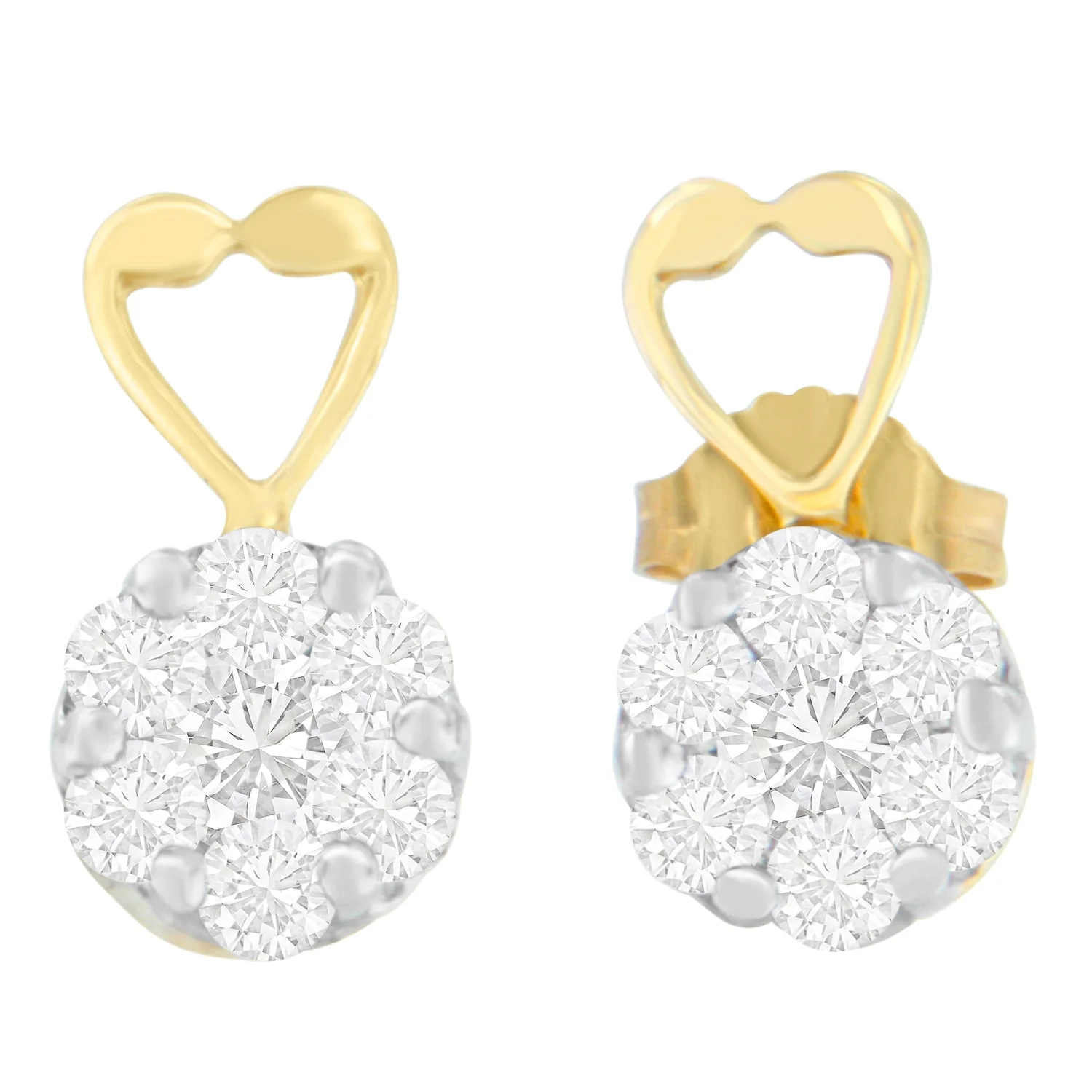 14K Yellow Gold 1ct. TDW Round-cut Diamond Earrings (I-J,SI2-I1)