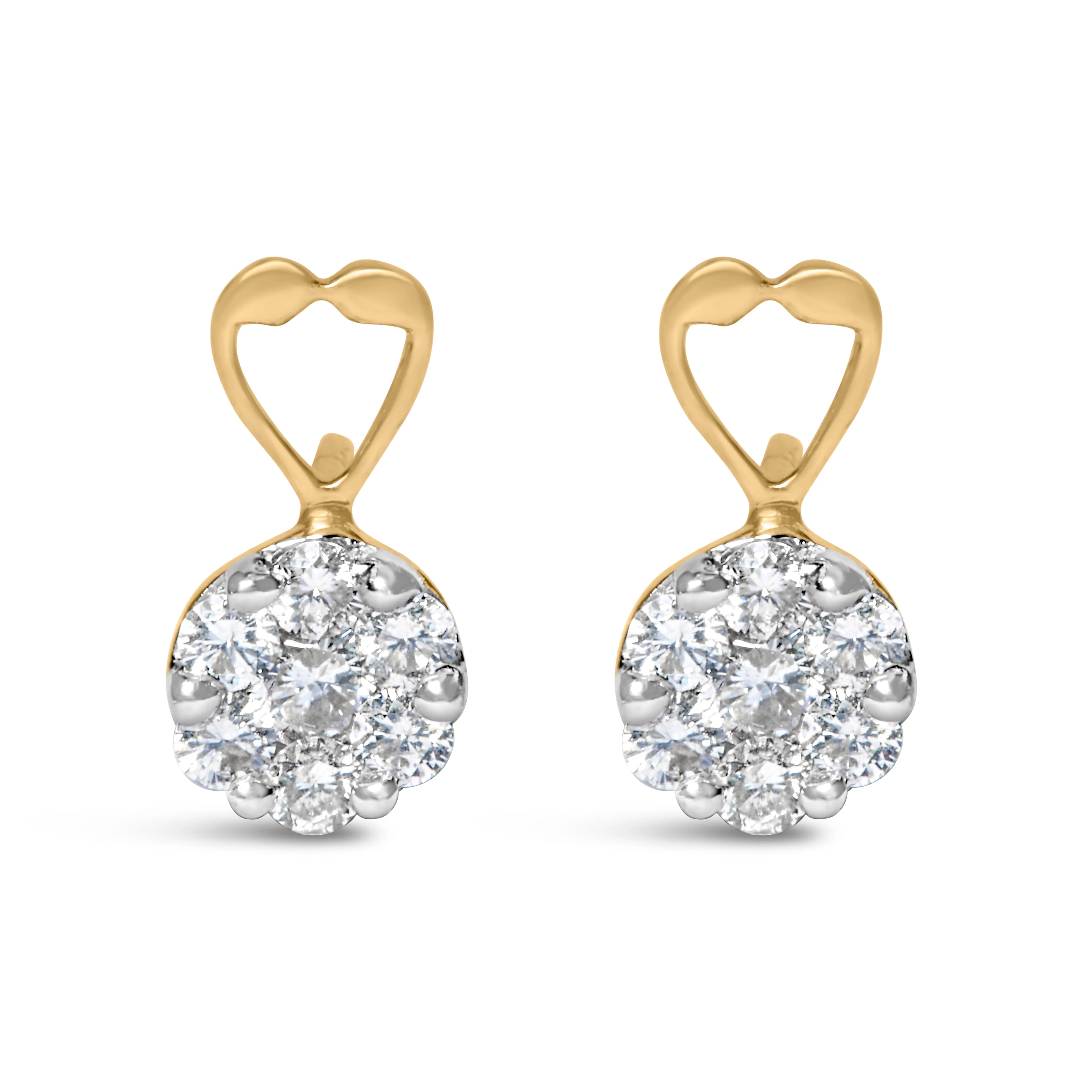 14K Yellow Gold 1ct. TDW Round-cut Diamond Earrings (I-J,SI2-I1) - Image 4