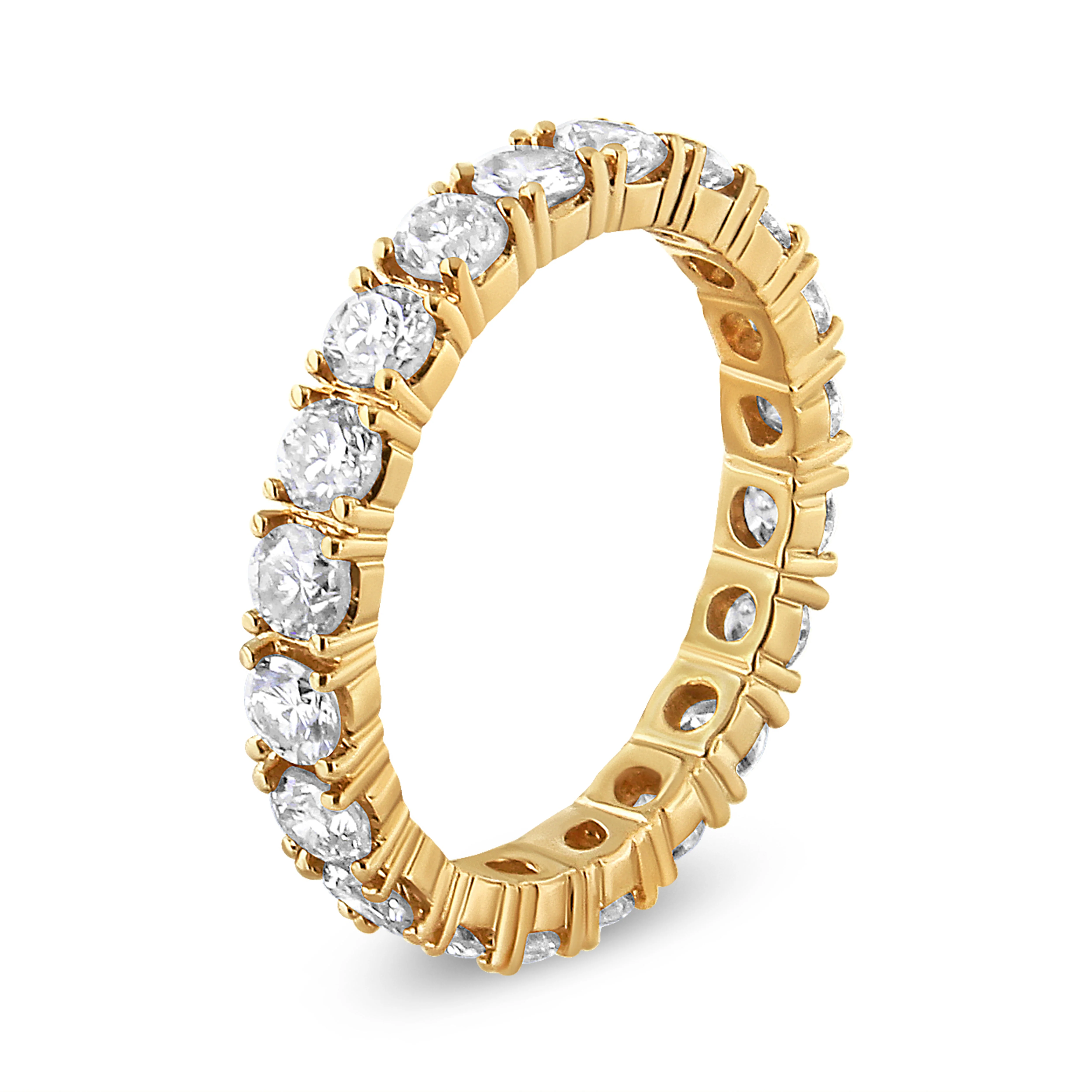 14K Yellow Gold 2.00 Cttw Shared Prong Set Round Cut Diamond Eternity Band (J-K Color, VS1-VS2 Clarity) - Ring Size 6.75 - Image 7