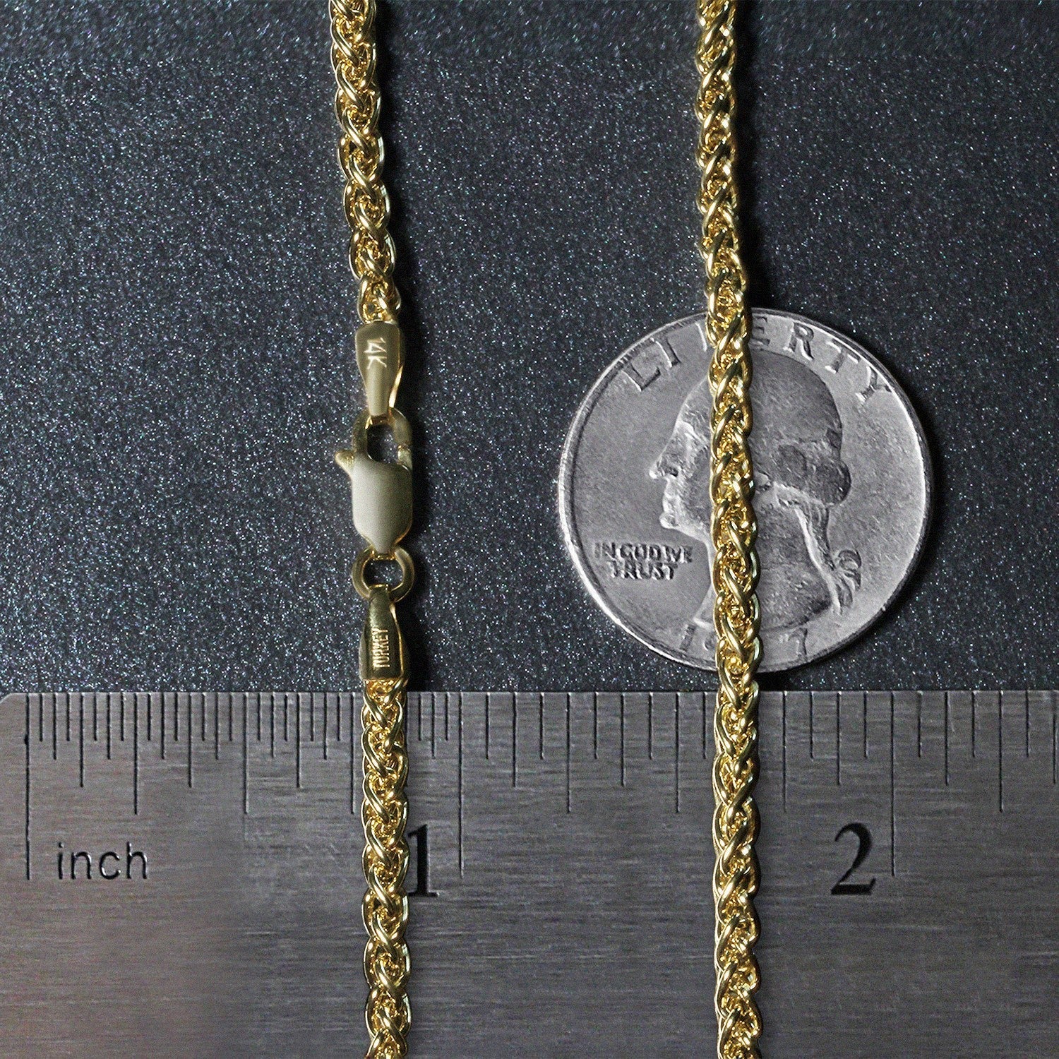 14k Yellow Gold 2.8mm Light Weight Wheat Chain - Image 5