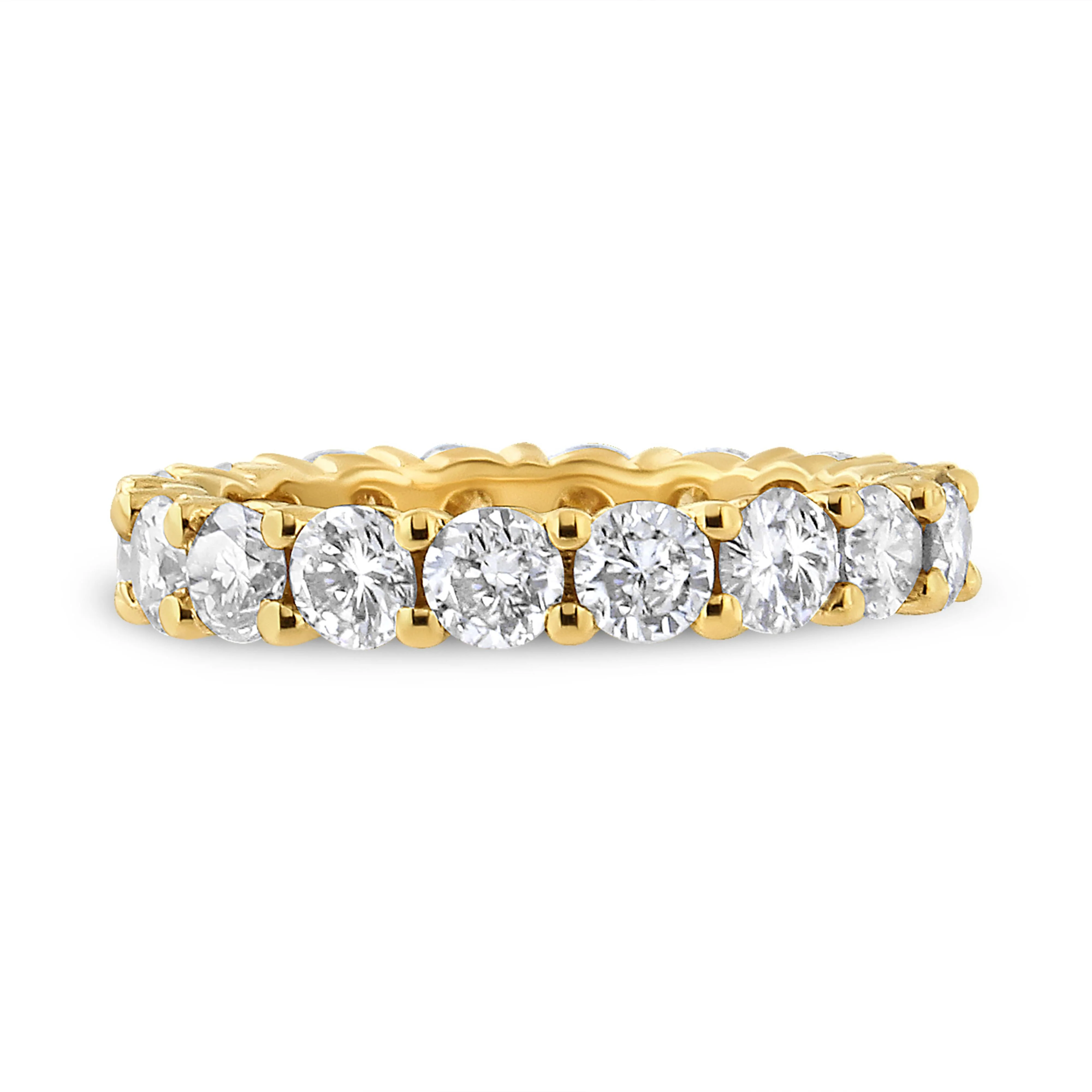 14K Yellow Gold 3.00 Cttw Shared Prong Set Round Cut Diamond Eternity Band (J-K Color, VS1-VS2 Clarity) - Ring Size 7 - Image 2