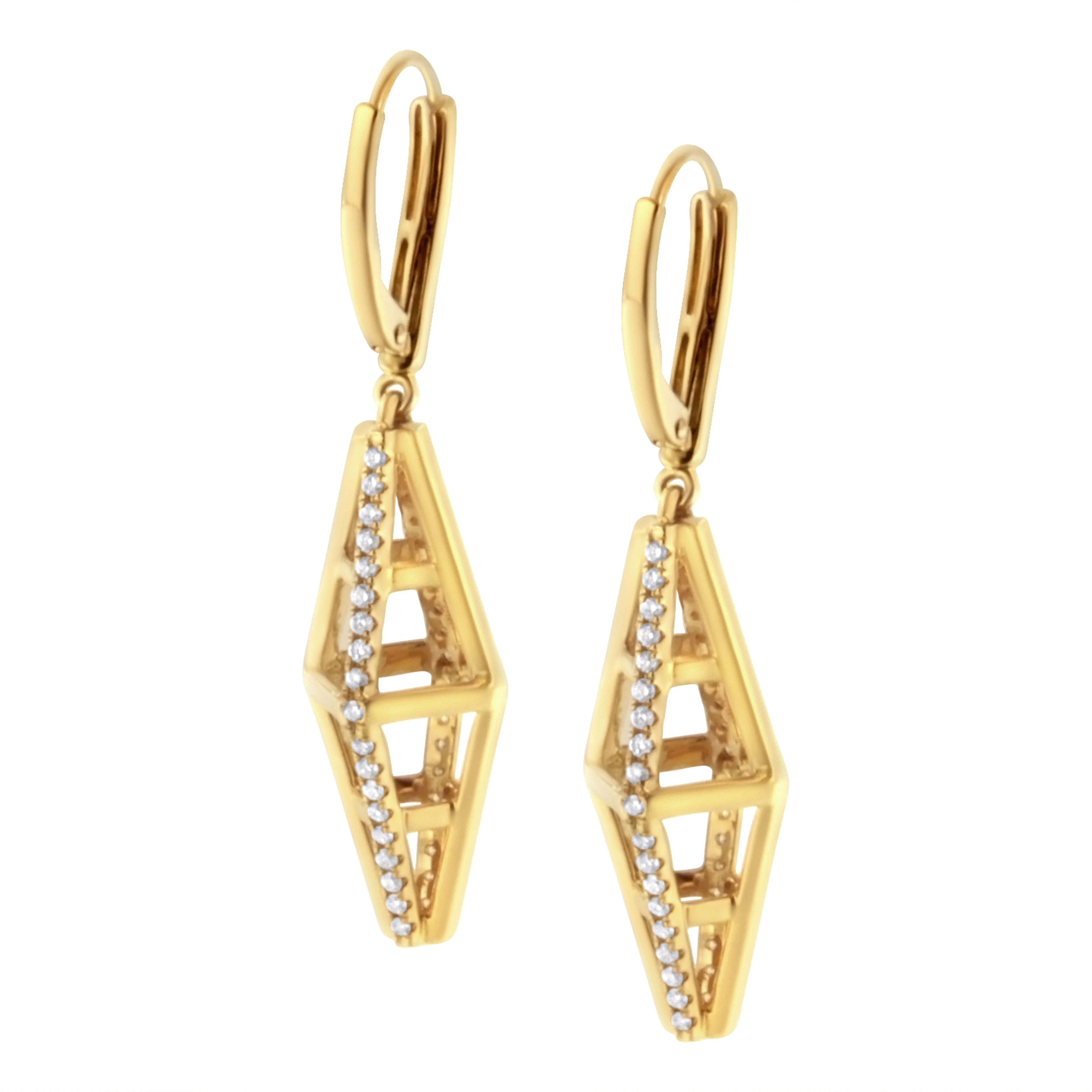14K Yellow Gold 5/8 Cttw Diamond Geometrical Pillar Drop and Dangle Earrings (G-H Color, SI1-SI2 Clarity) - Image 6