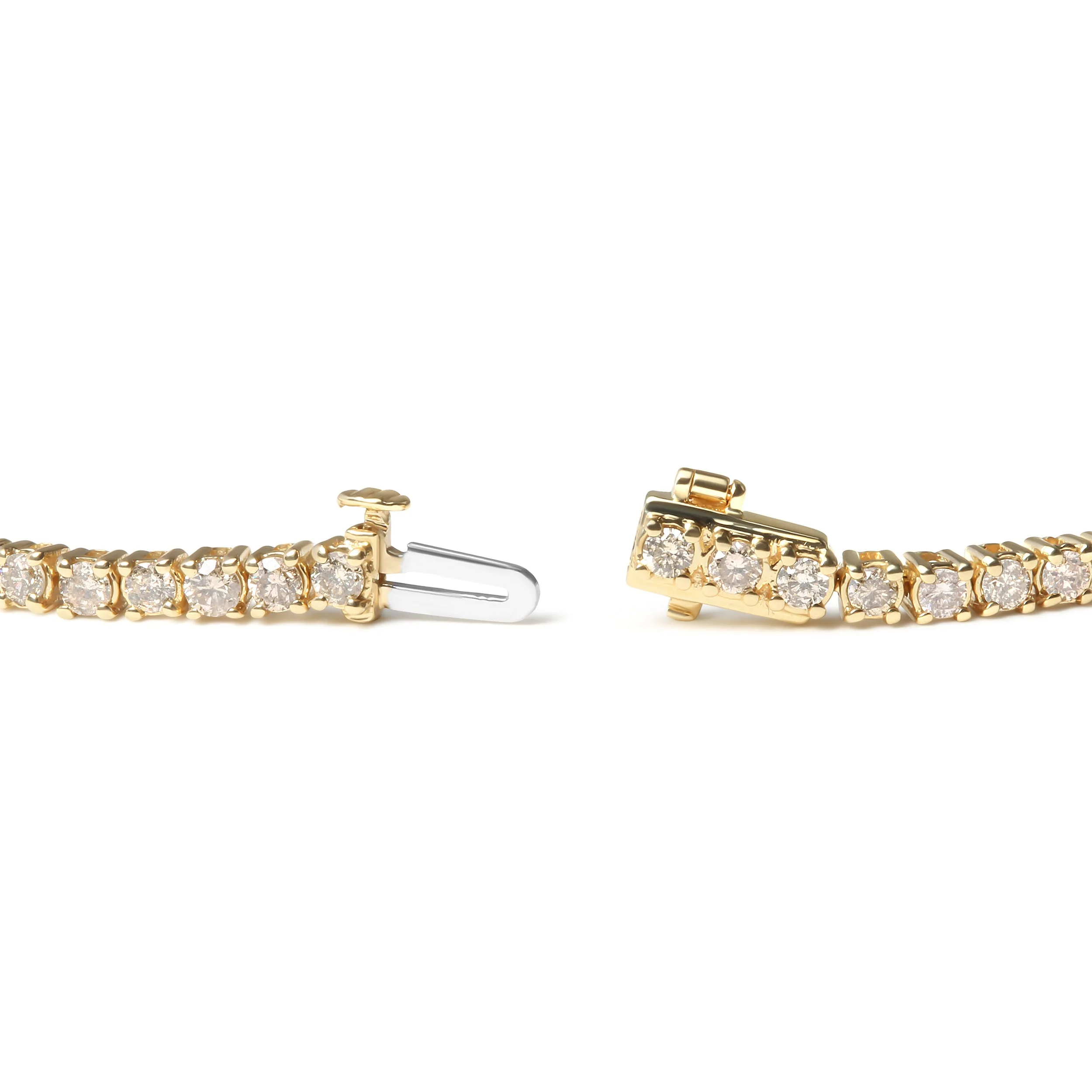 14K Yellow Gold 6.0 Cttw Classic 4 Prong Set Round Brilliant Cut Diamond Tennis Bracelet (K-L Color, VS2-SI1 Clarity) - 7.25" - Image 2