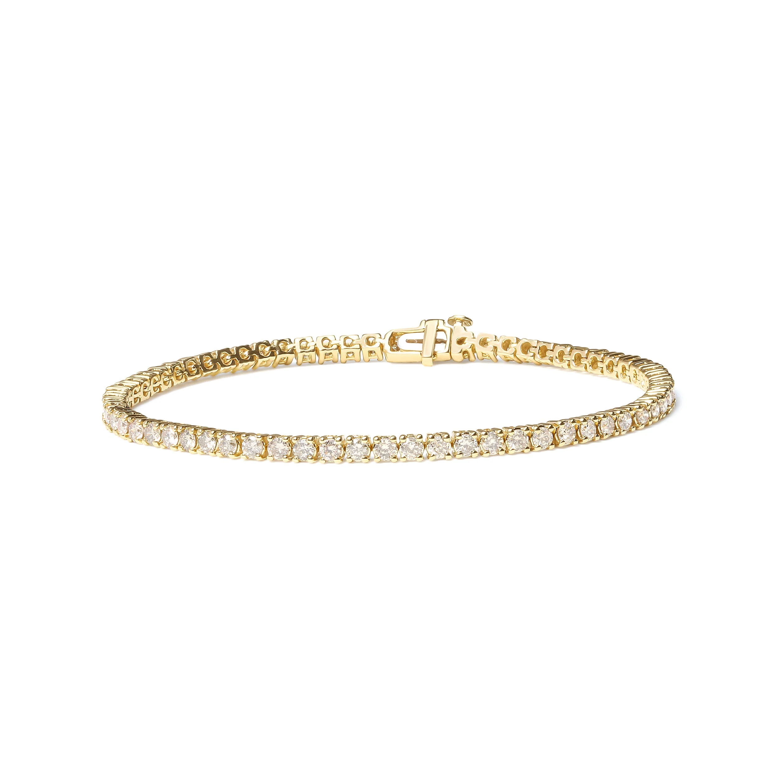 14K Yellow Gold 6.0 Cttw Classic 4 Prong Set Round Brilliant Cut Diamond Tennis Bracelet (K-L Color, VS2-SI1 Clarity) - 7.25" - Image 5