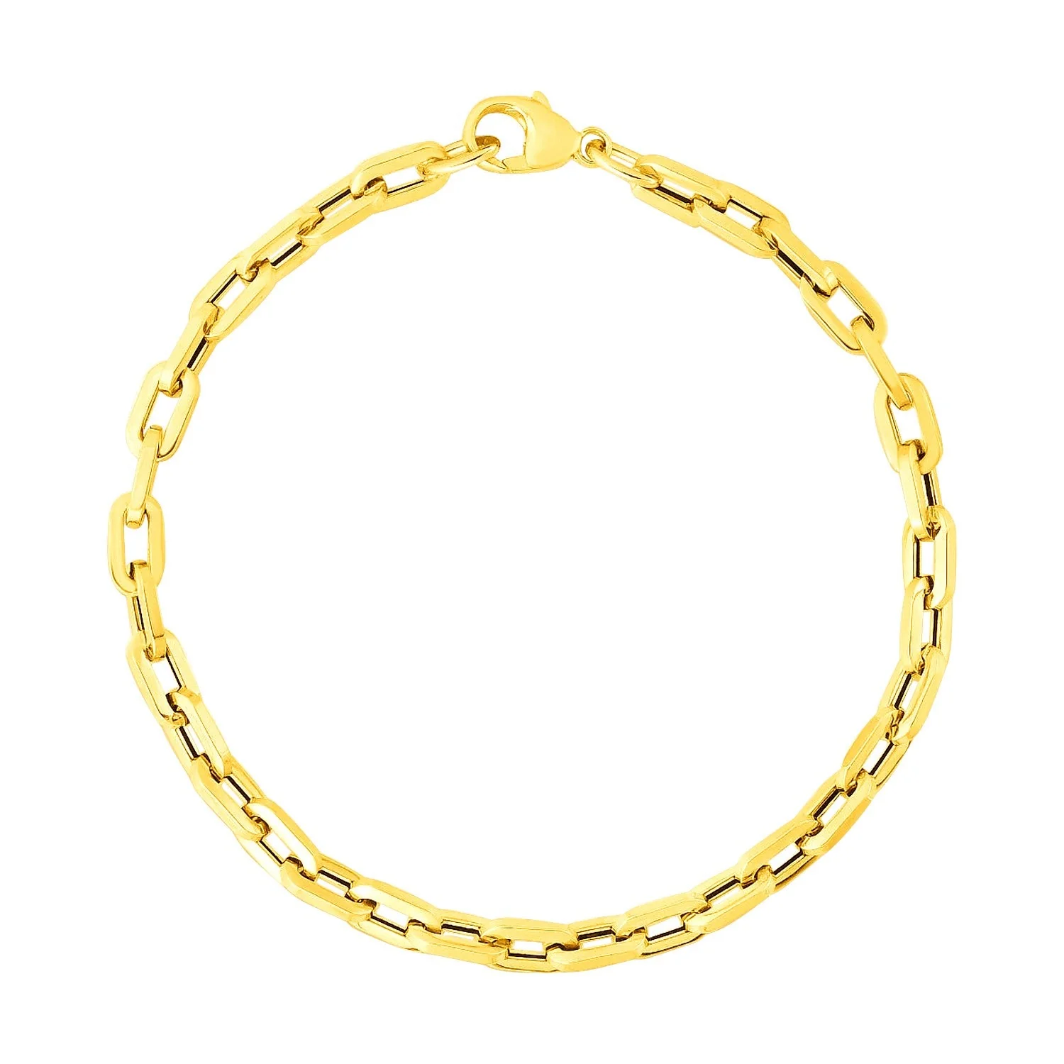 14k Yellow Gold 7 1/2 inch Paperclip Chain Bracelet with Three Diamond Links - Image 3