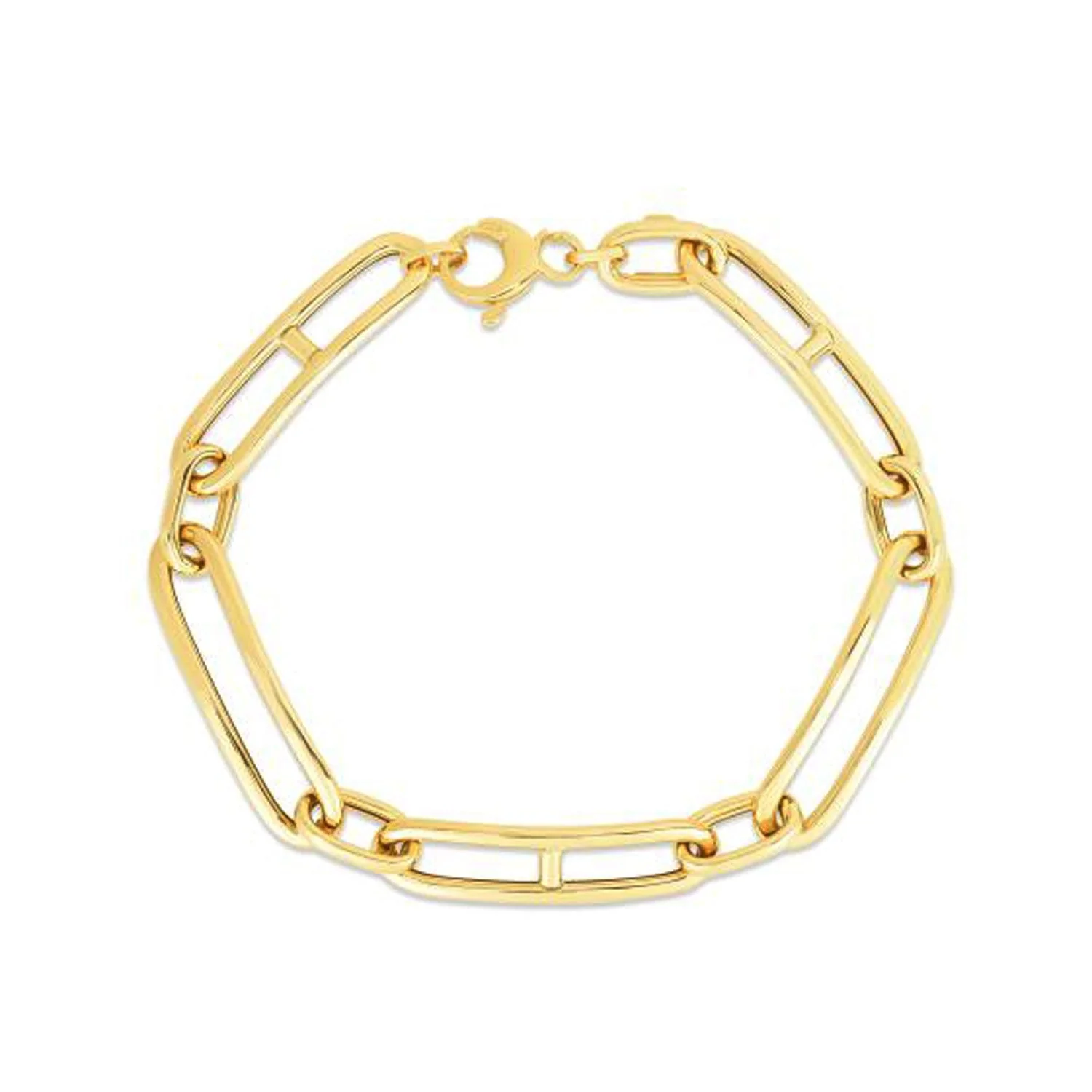 14k Yellow Gold 7 1/4 inch Elongated Alternating Mariner Link Bracelet (7.40 mm) - Image 2