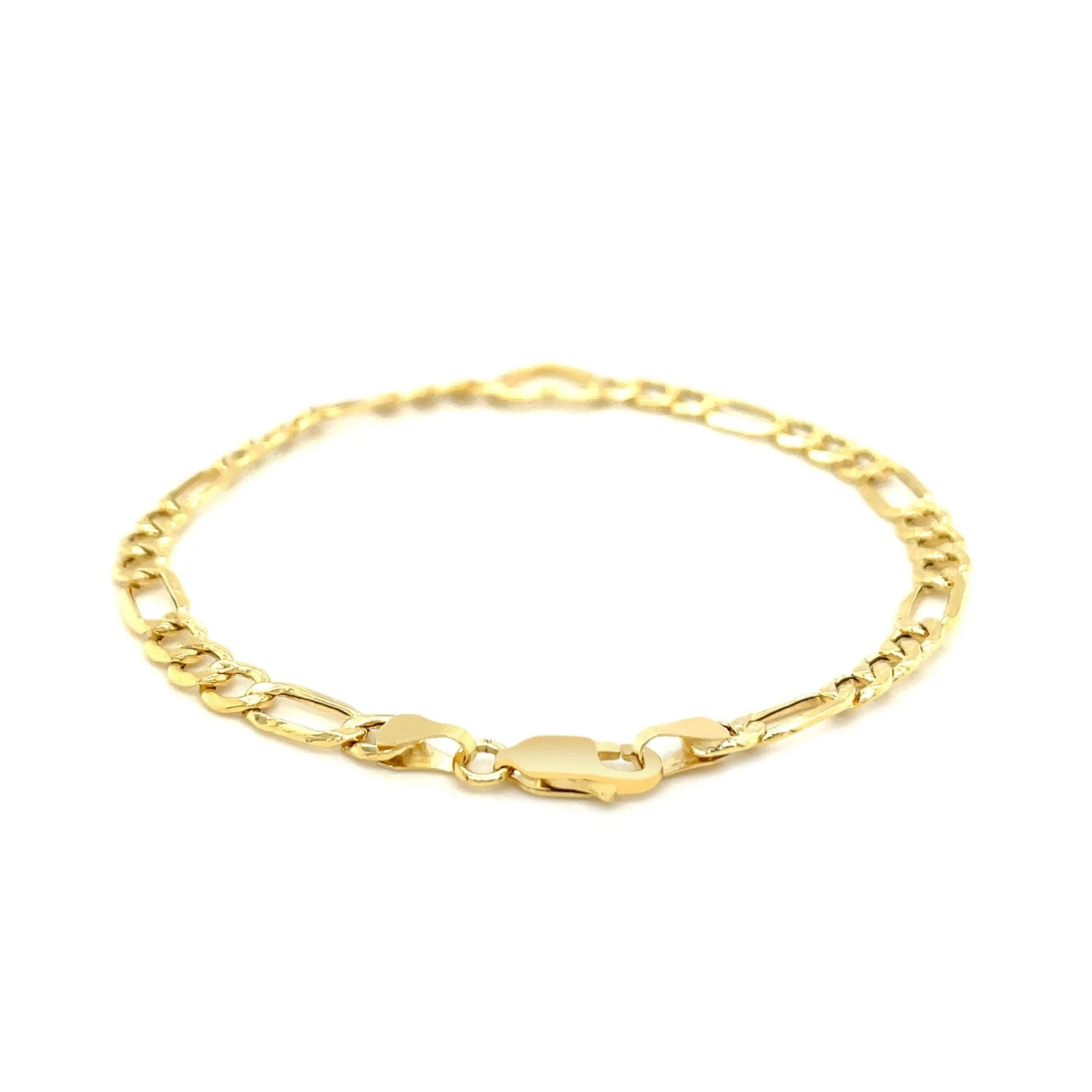 14k Yellow Gold 7 inch Figaro Chain Bracelet with Heart - Image 7