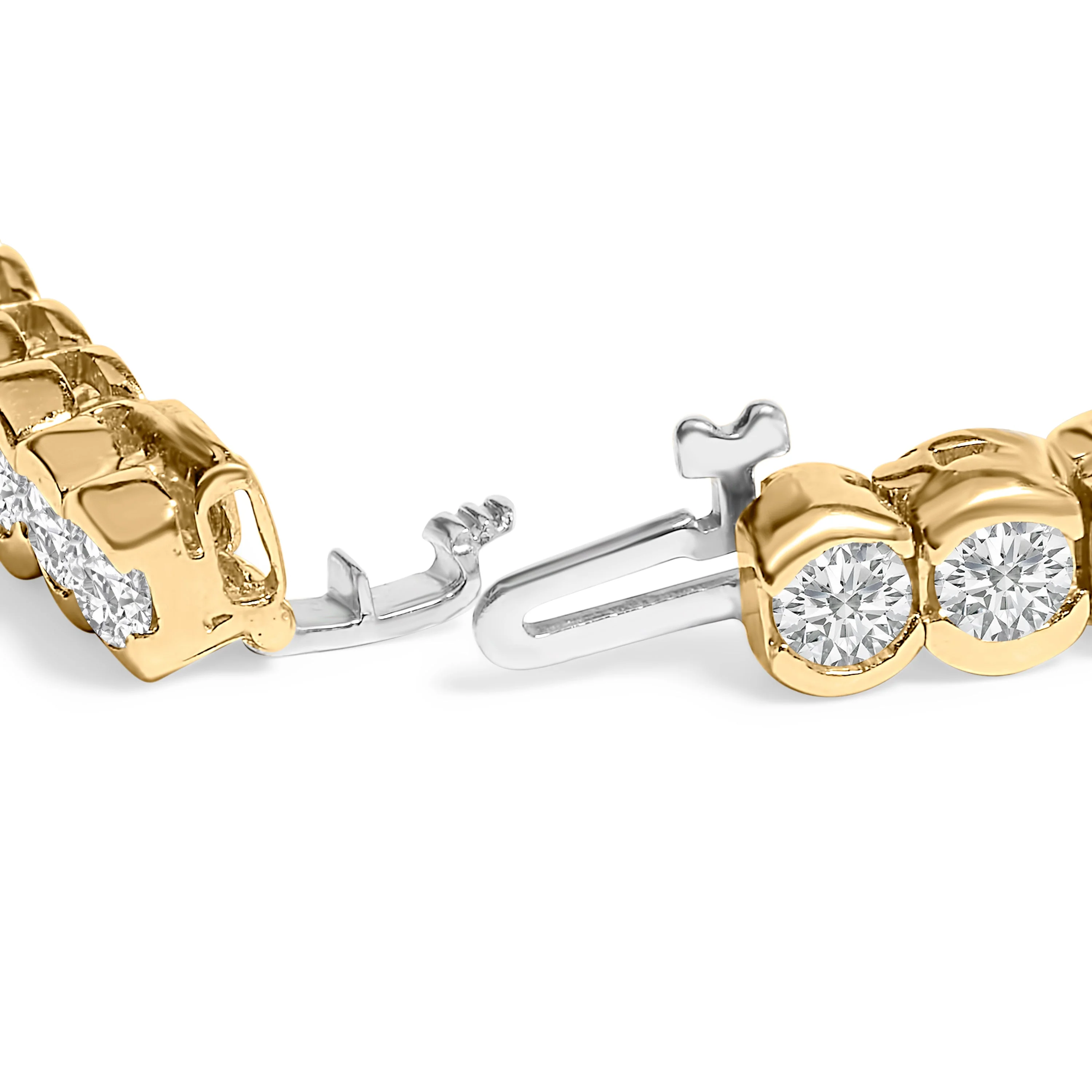 14K Yellow Gold 8.00 Cttw Half Bezel Set Diamond Tennis Bracelet (H-I Color, SI2-I1 Clarity) - 7" Inches - Image 2