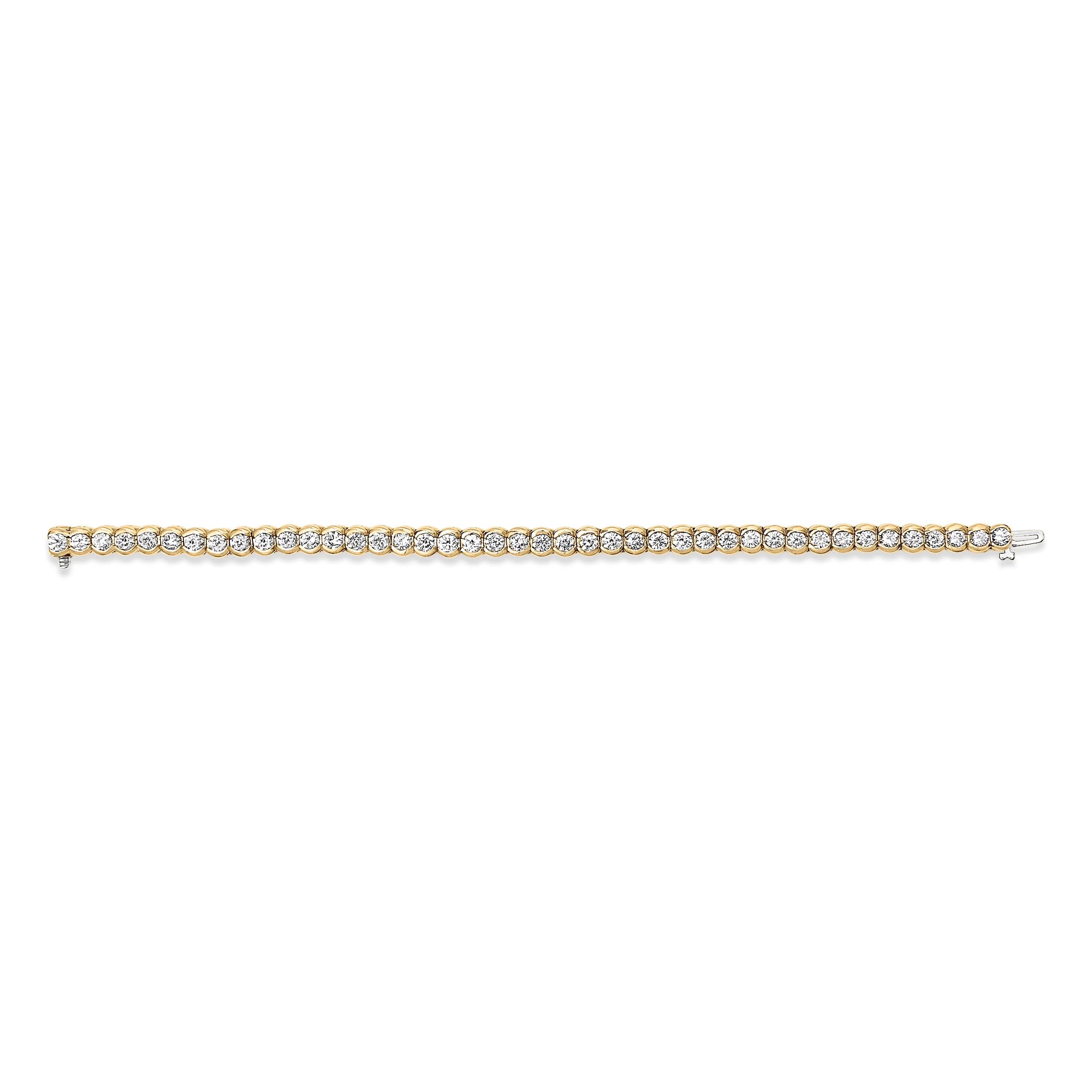 14K Yellow Gold 8.00 Cttw Half Bezel Set Diamond Tennis Bracelet (H-I Color, SI2-I1 Clarity) - 7" Inches - Image 3
