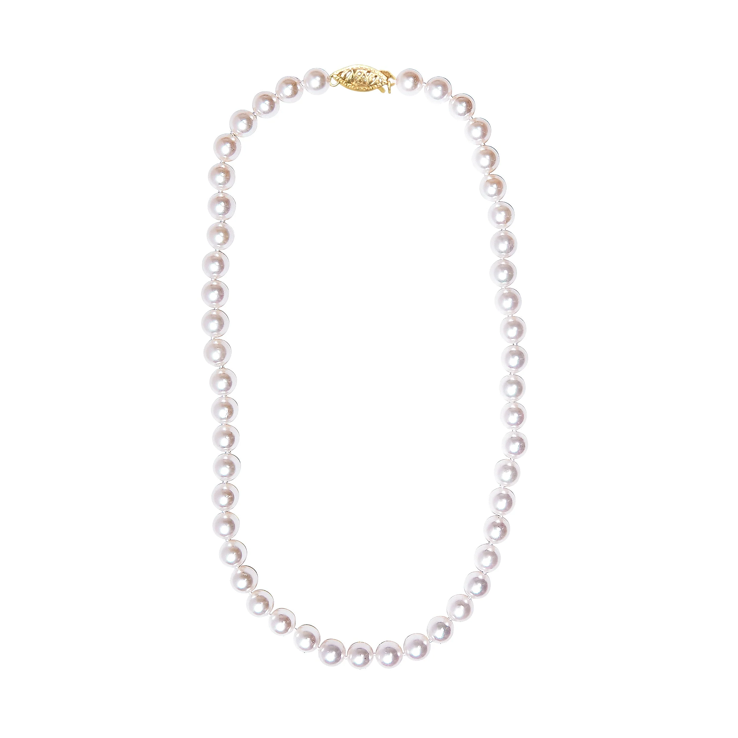 14K Yellow Gold 8.0x8.5mm Akoya Pearl Strand Necklace - Image 4