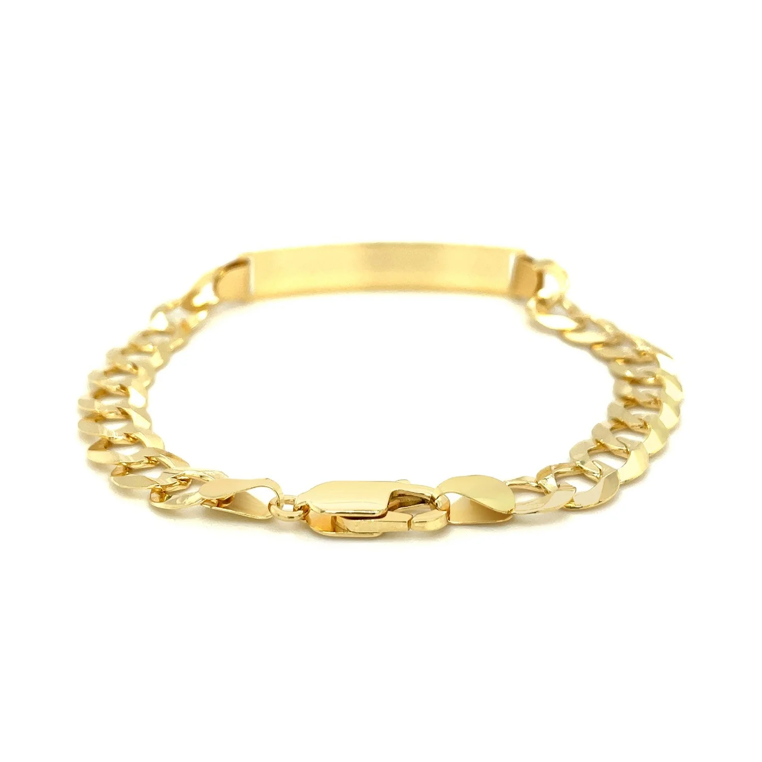 14k Yellow Gold 8 1/2 inch Mens Curb Chain ID Bracelet - Image 7
