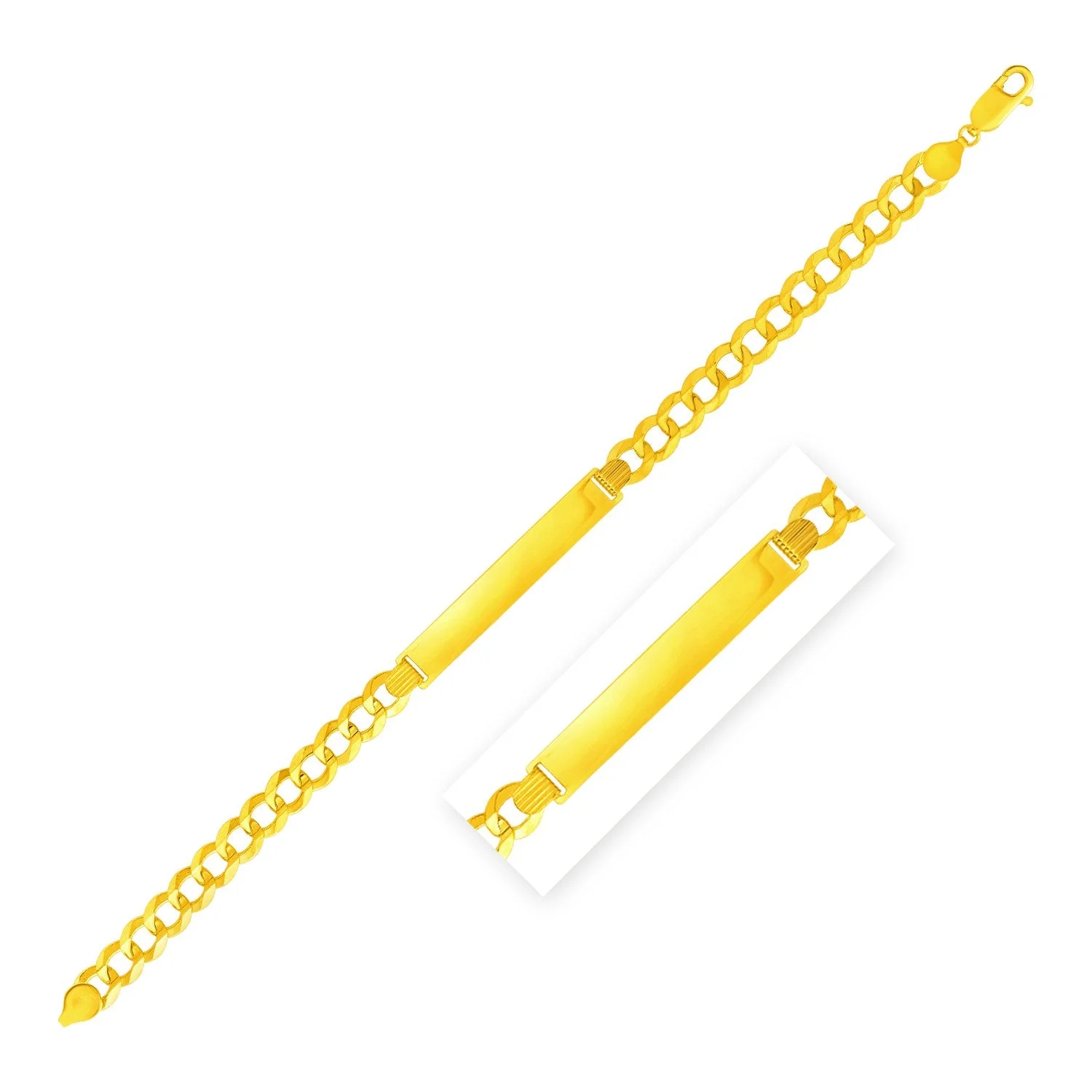 14k Yellow Gold 8 1/2 inch Mens Narrow Curb Chain ID Bracelet - Image 3