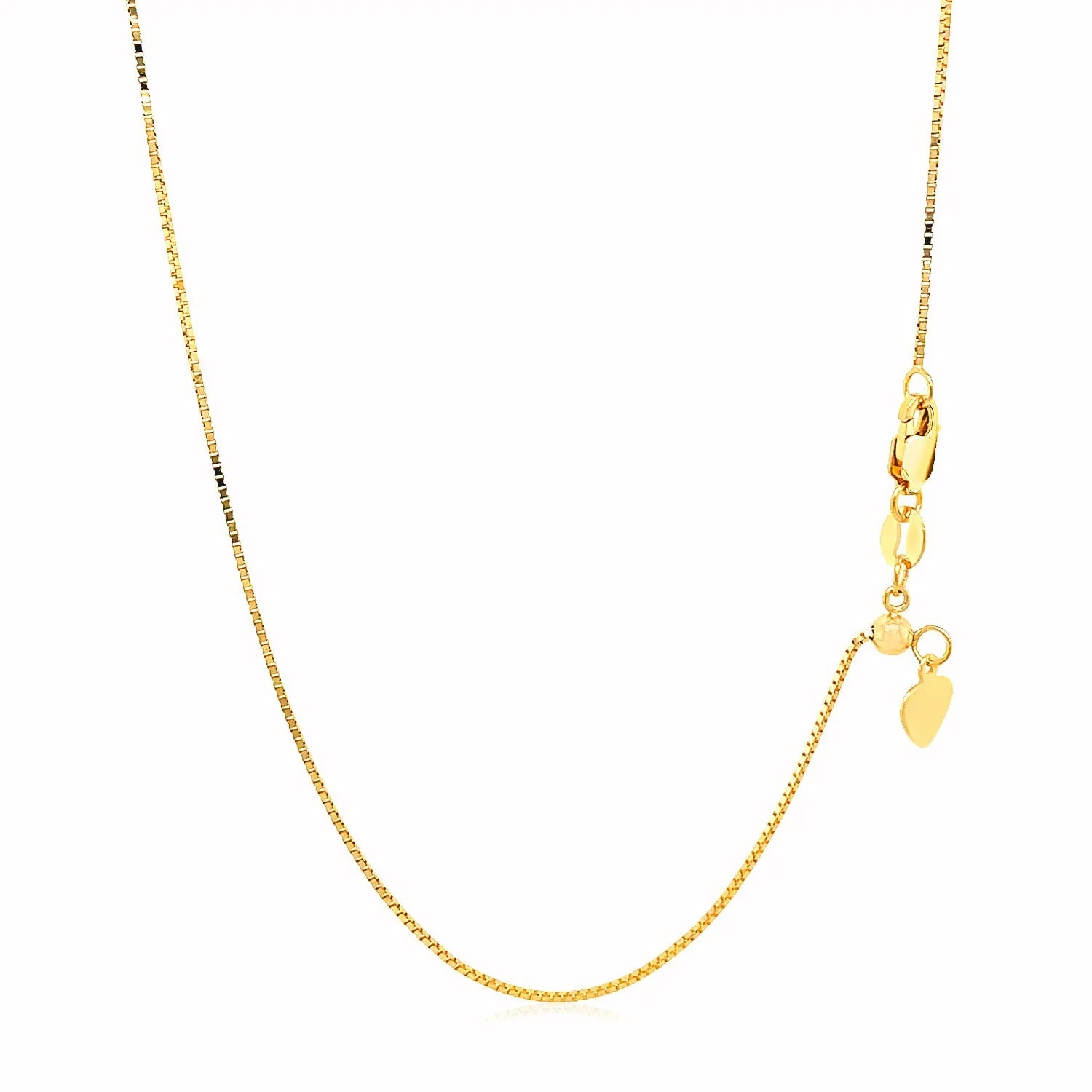 14k Yellow Gold Adjustable Box Chain 0.7mm - Image 3