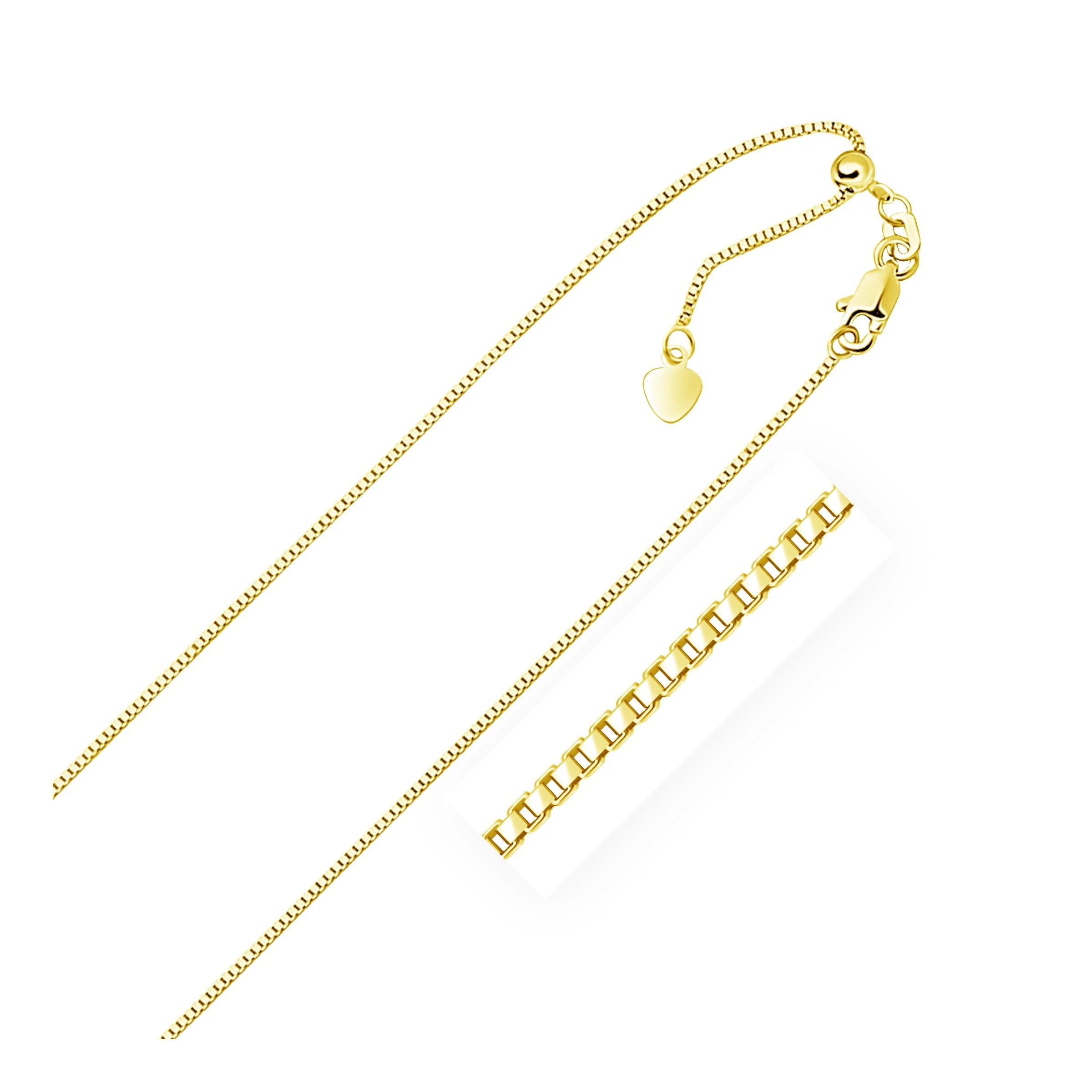 14k Yellow Gold Adjustable Box Chain 0.85mm - Image 4