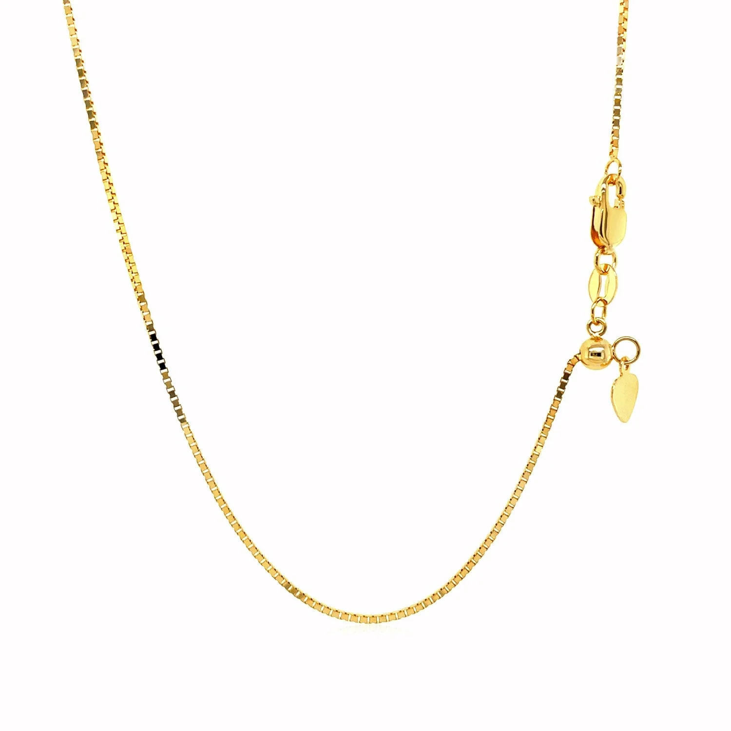 14k Yellow Gold Adjustable Box Chain 0.85mm - Image 6