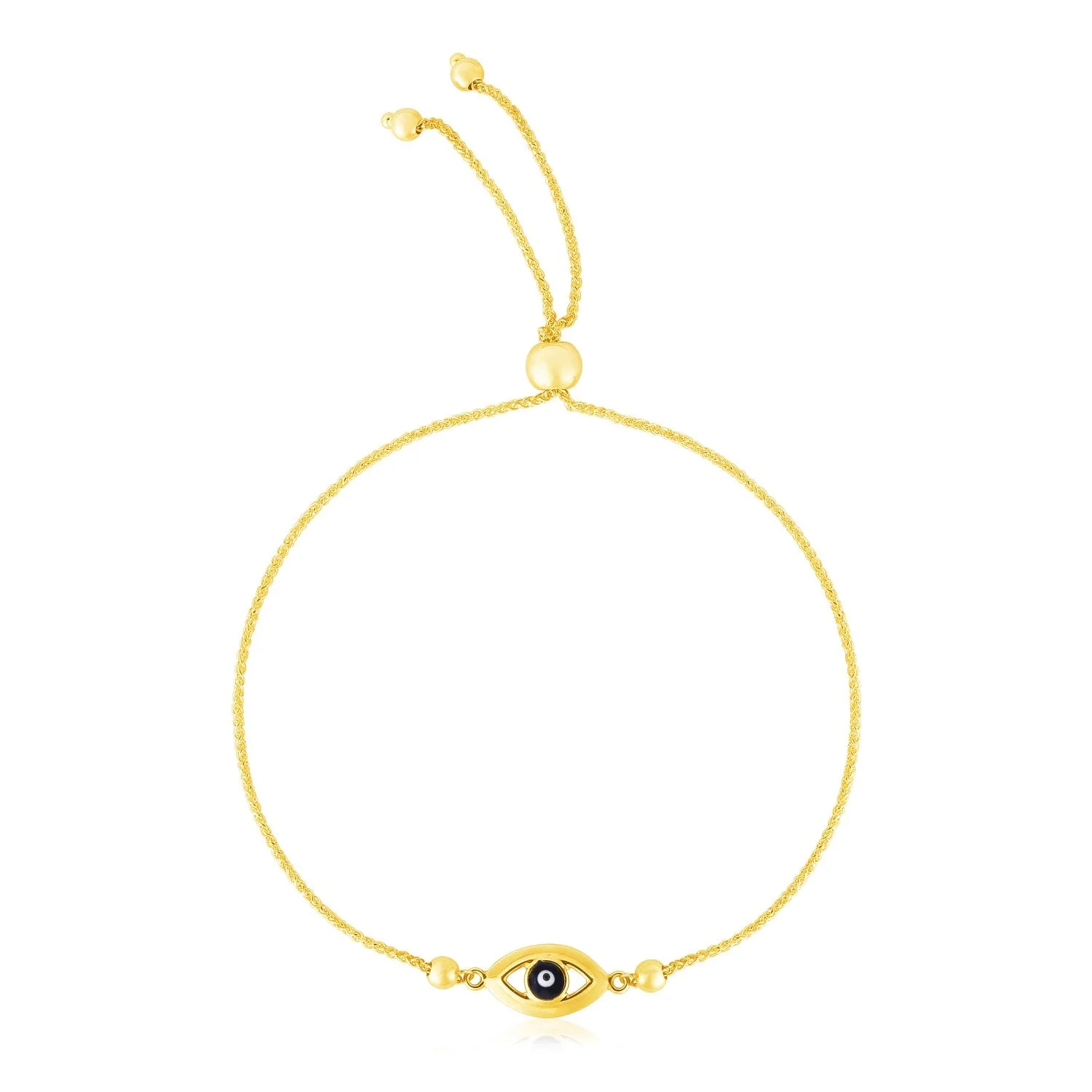14k Yellow Gold Adjustable Evil Eye Bracelet - Image 5