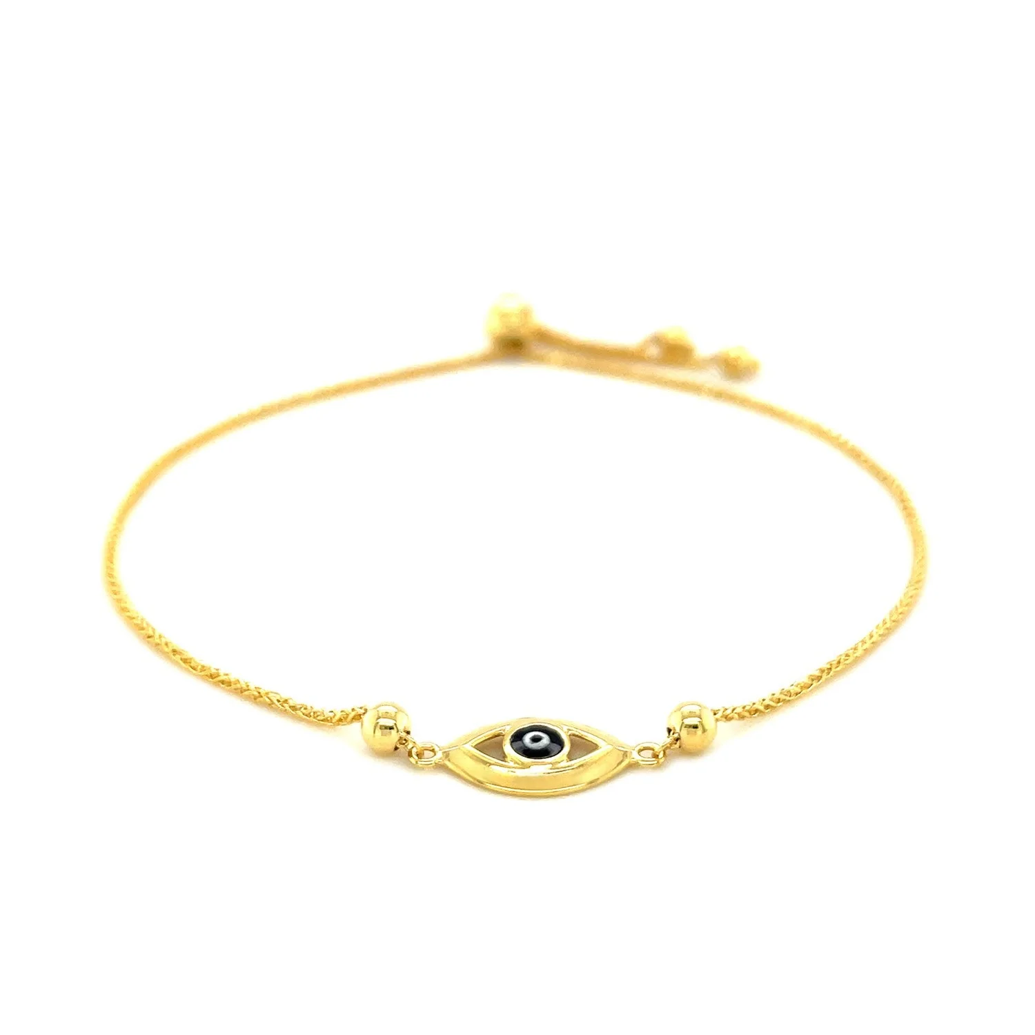 14k Yellow Gold Adjustable Evil Eye Bracelet - Image 6
